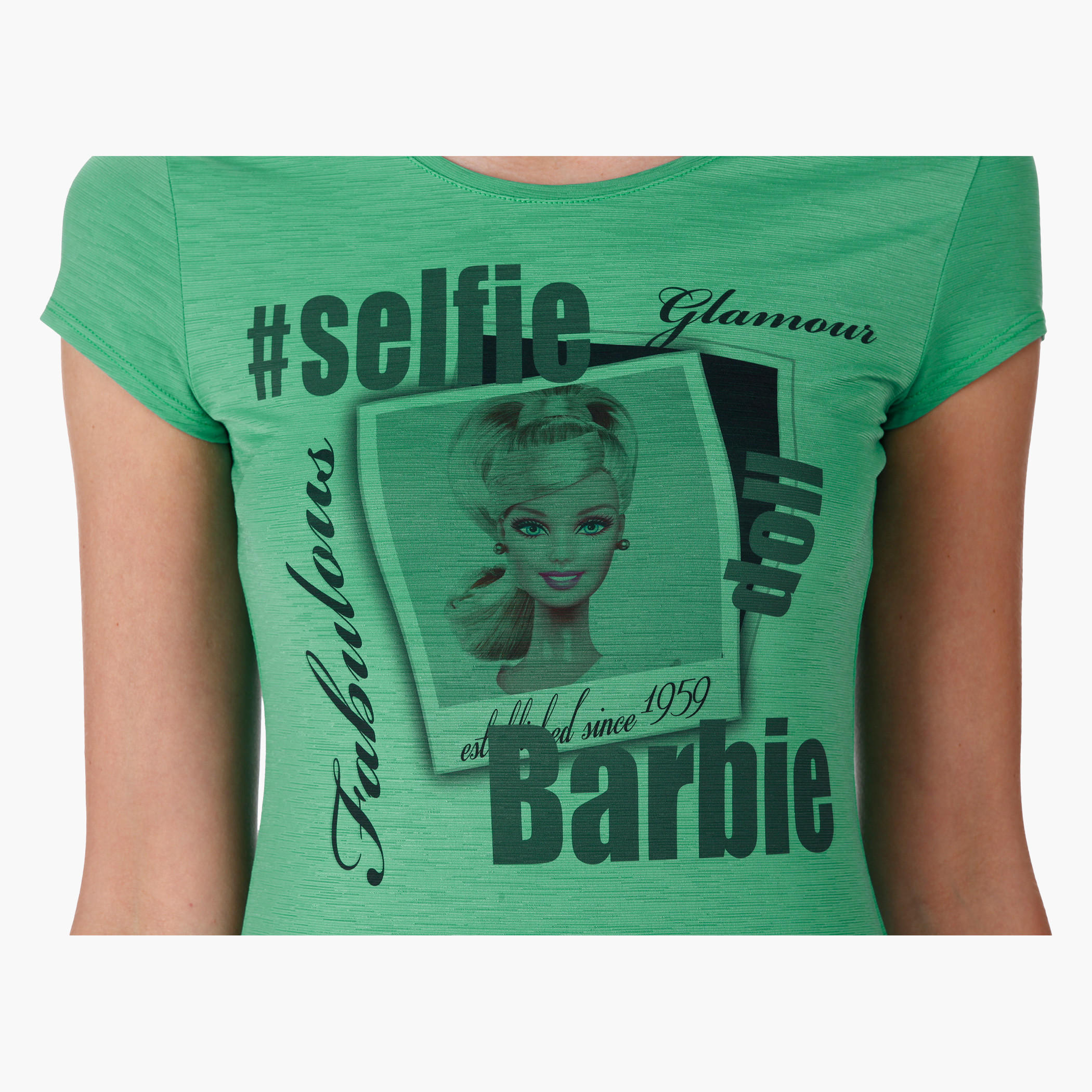Barbie Printed T-Shirt with Short Sleeves in Regular Fit-women-clothing-tshirts-image-4