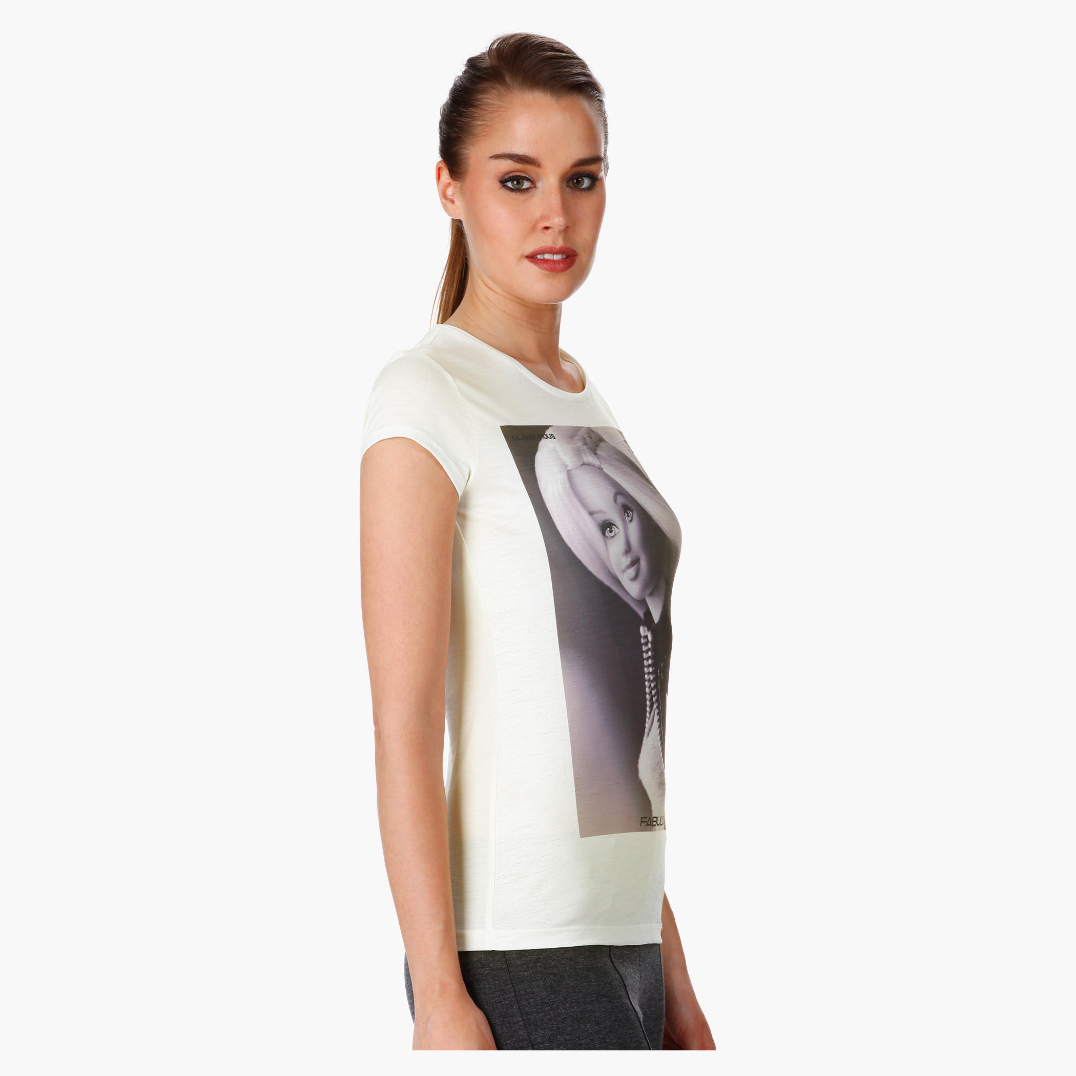 Barbie Print T-Shirt with Short Sleeves in Regular Fit-women-clothing-tshirts-image-3
