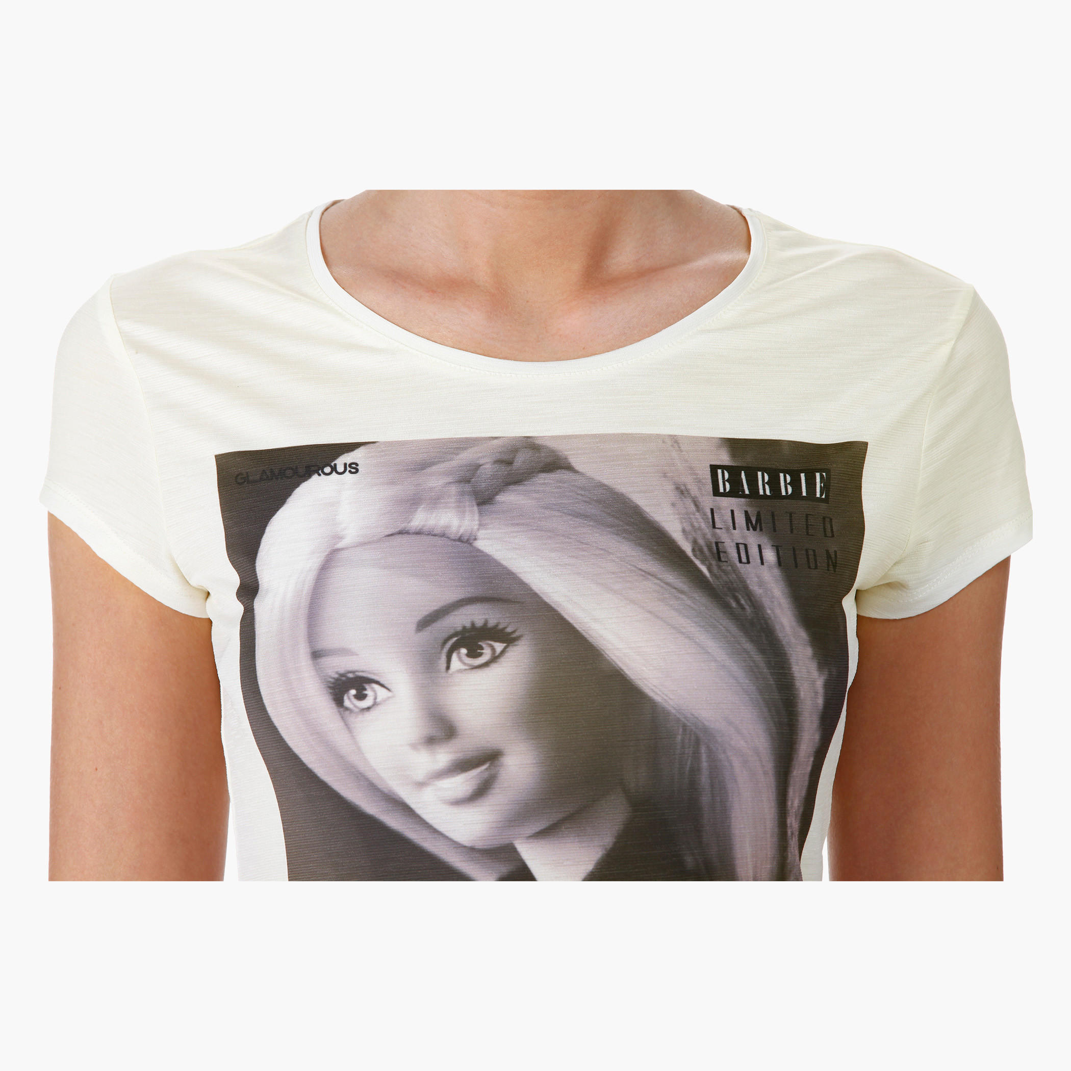 Barbie Print T-Shirt with Short Sleeves in Regular Fit-women-clothing-tshirts-image-4