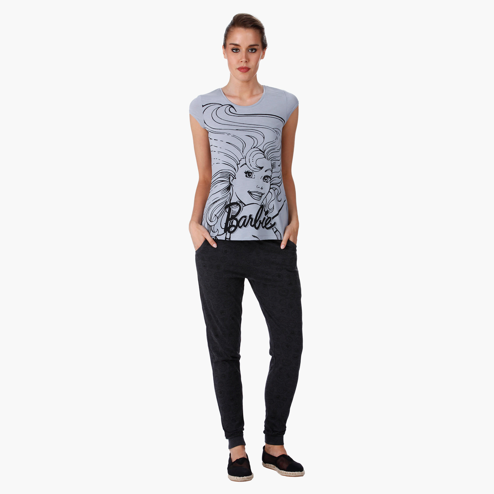 Barbie Printed T-Shirt with Short Sleeves in Regular Fit-women-clothing-tshirts-image-1