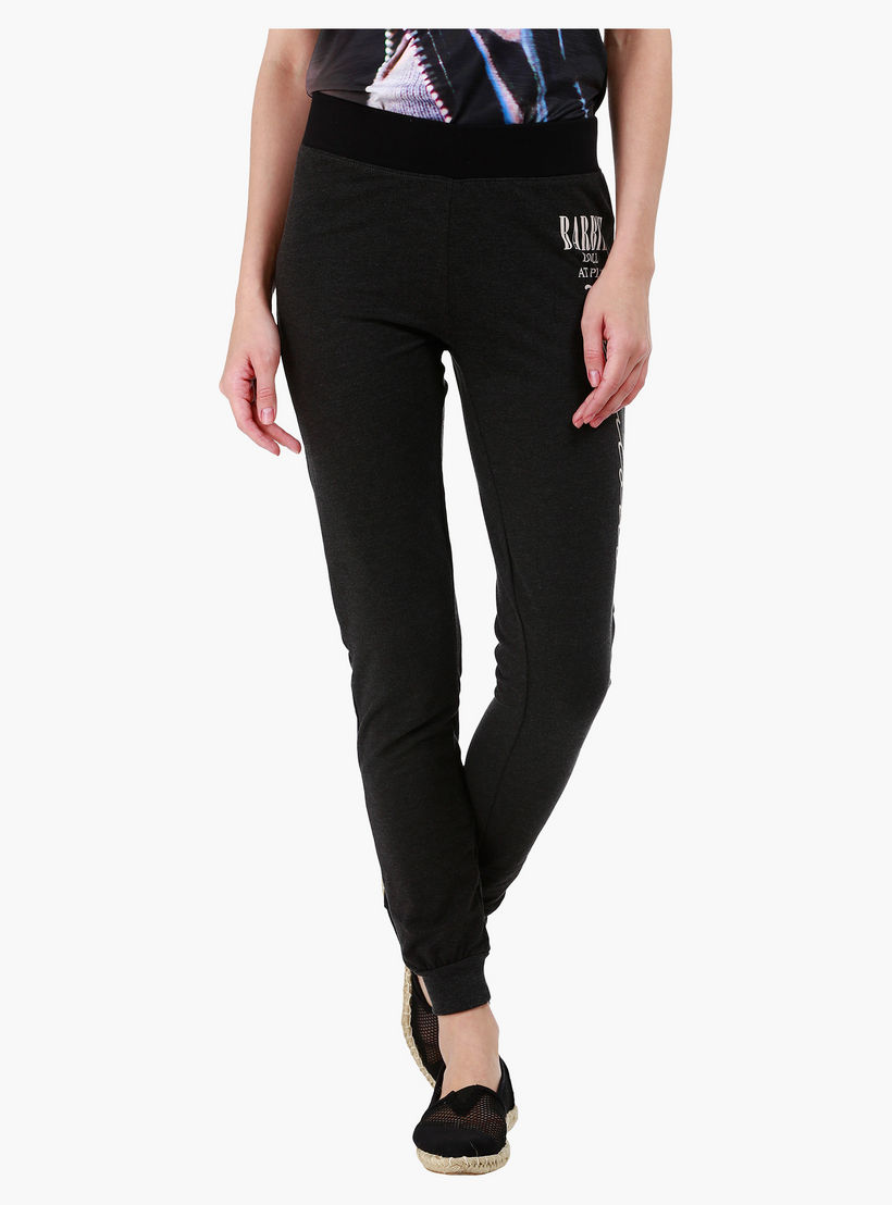 Barbie Melange Graphic Print Jog Pants in Regular Fit-women-clothing-bottoms-joggers-image-1
