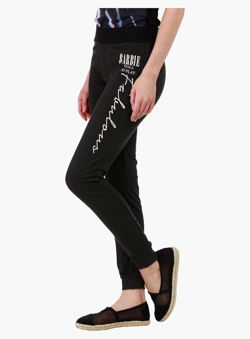 Barbie Melange Graphic Print Jog Pants in Regular Fit-women-clothing-bottoms-joggers-image-3