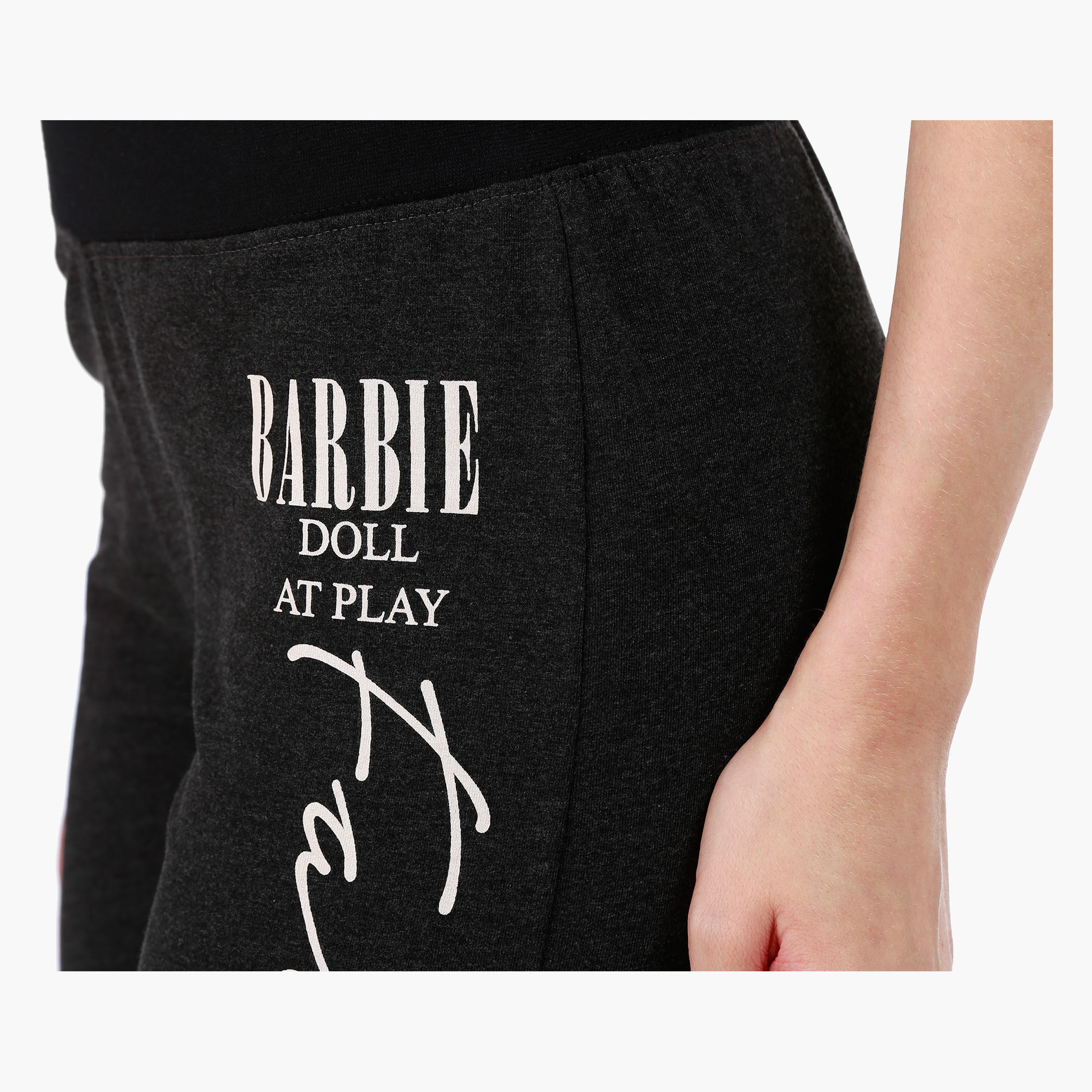 Barbie Melange Graphic Print Jog Pants in Regular Fit-women-clothing-bottoms-joggers-image-4