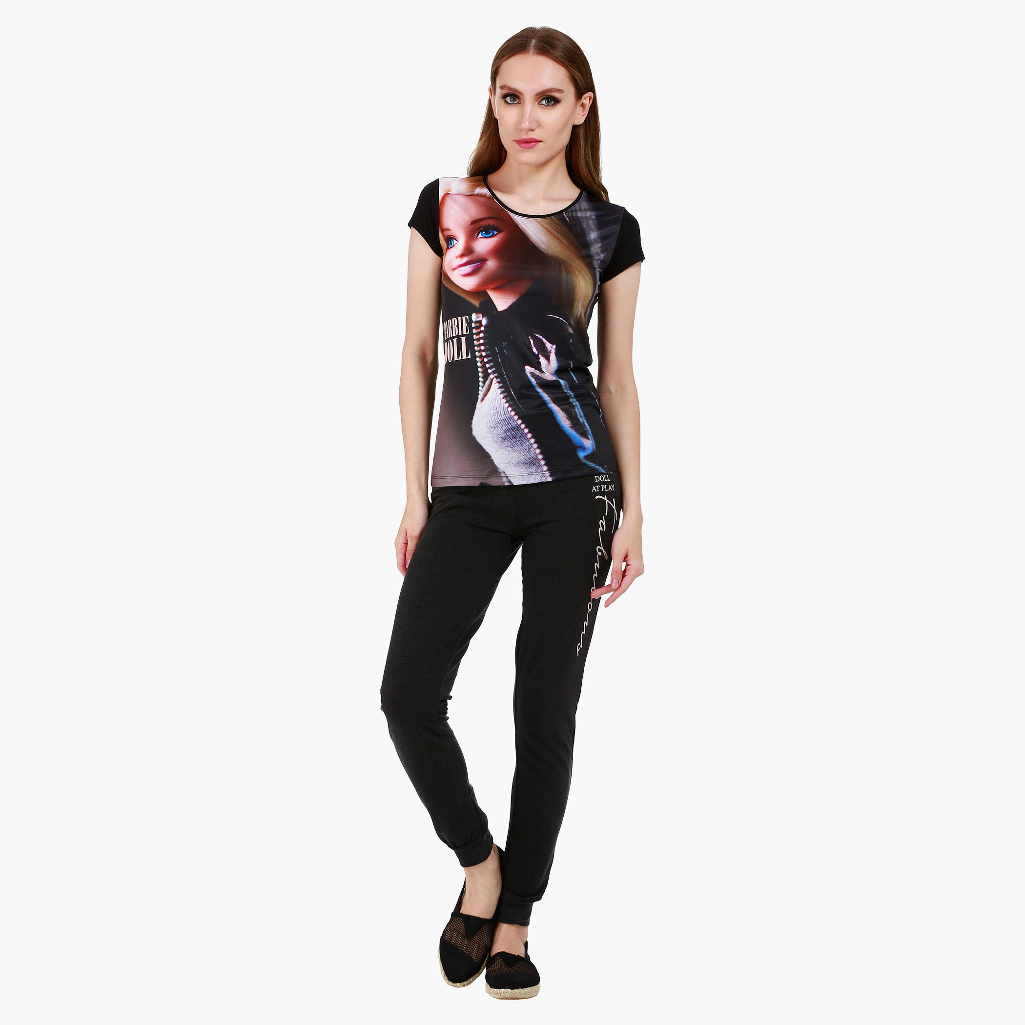 Barbie Melange Graphic Print Jog Pants in Regular Fit-women-clothing-bottoms-joggers-image-5