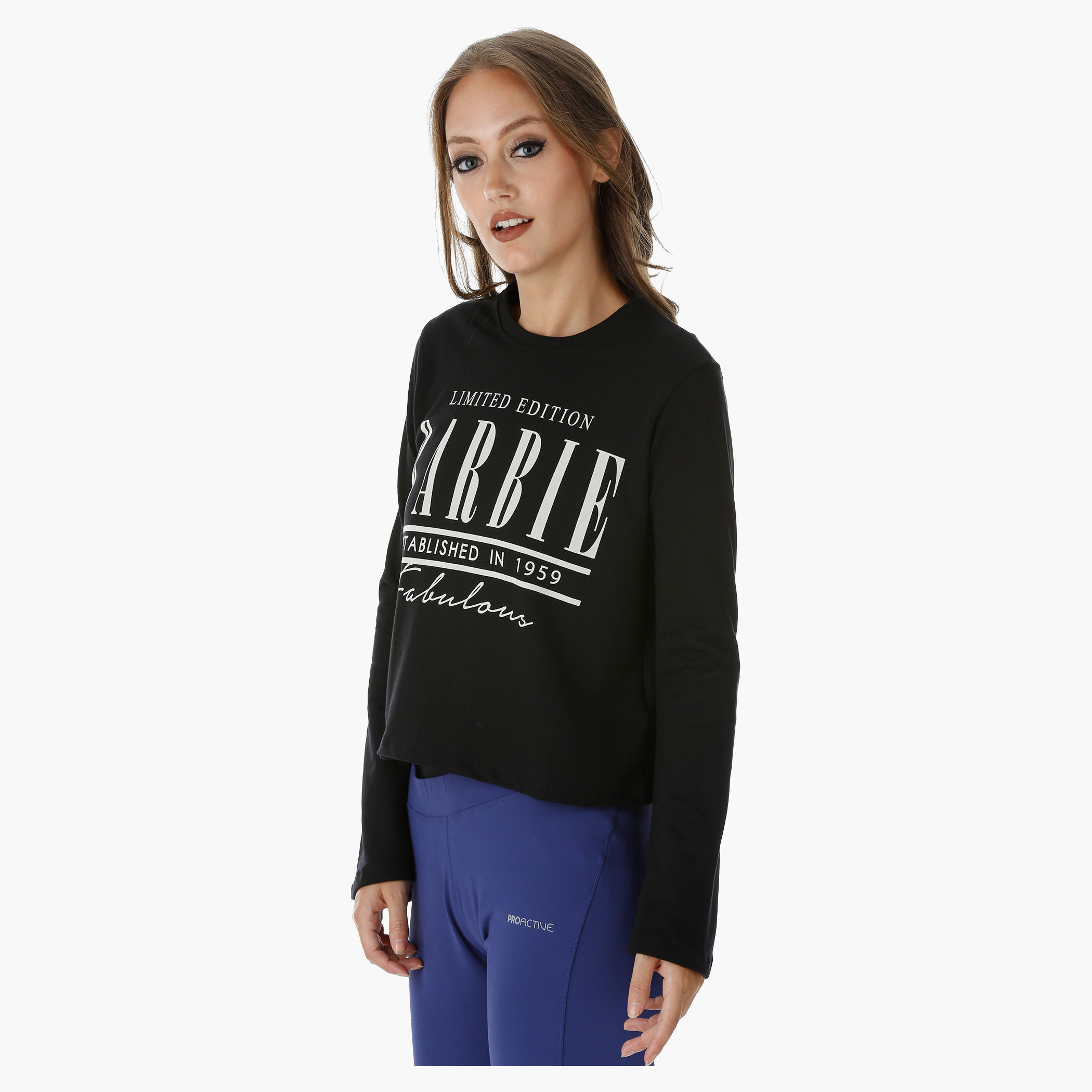Barbie Printed Cotton Top with Boat Neck and Long Sleeves-women-clothing-tshirts-image-3