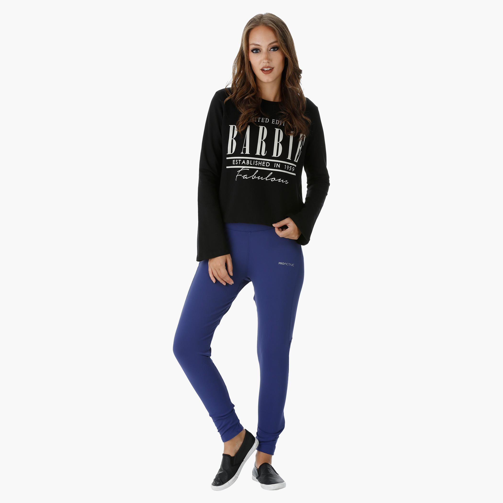 Barbie Printed Cotton Top with Boat Neck and Long Sleeves-women-clothing-tshirts-image-5
