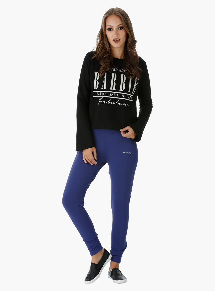Barbie Printed Cotton Top with Boat Neck and Long Sleeves-women-clothing-tshirts-image-5