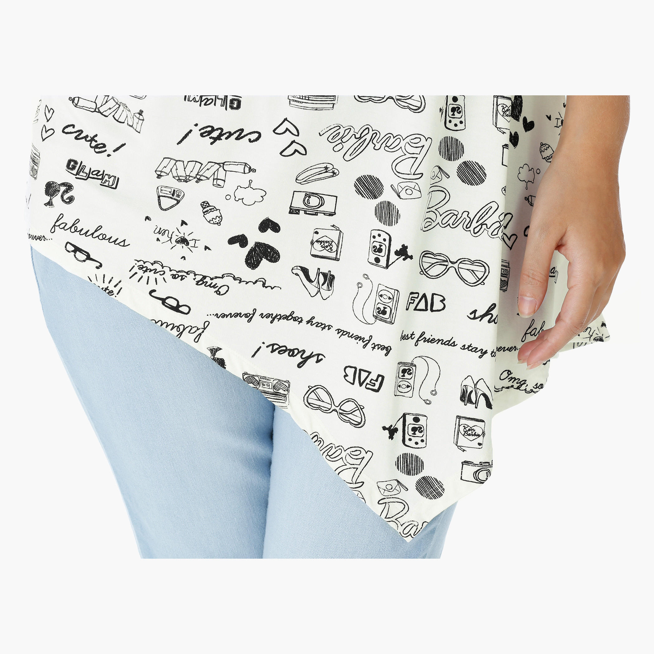 Barbie Printed Cotton Top with Boat Neck and Short Sleeves-women-clothing-tshirts-image-4