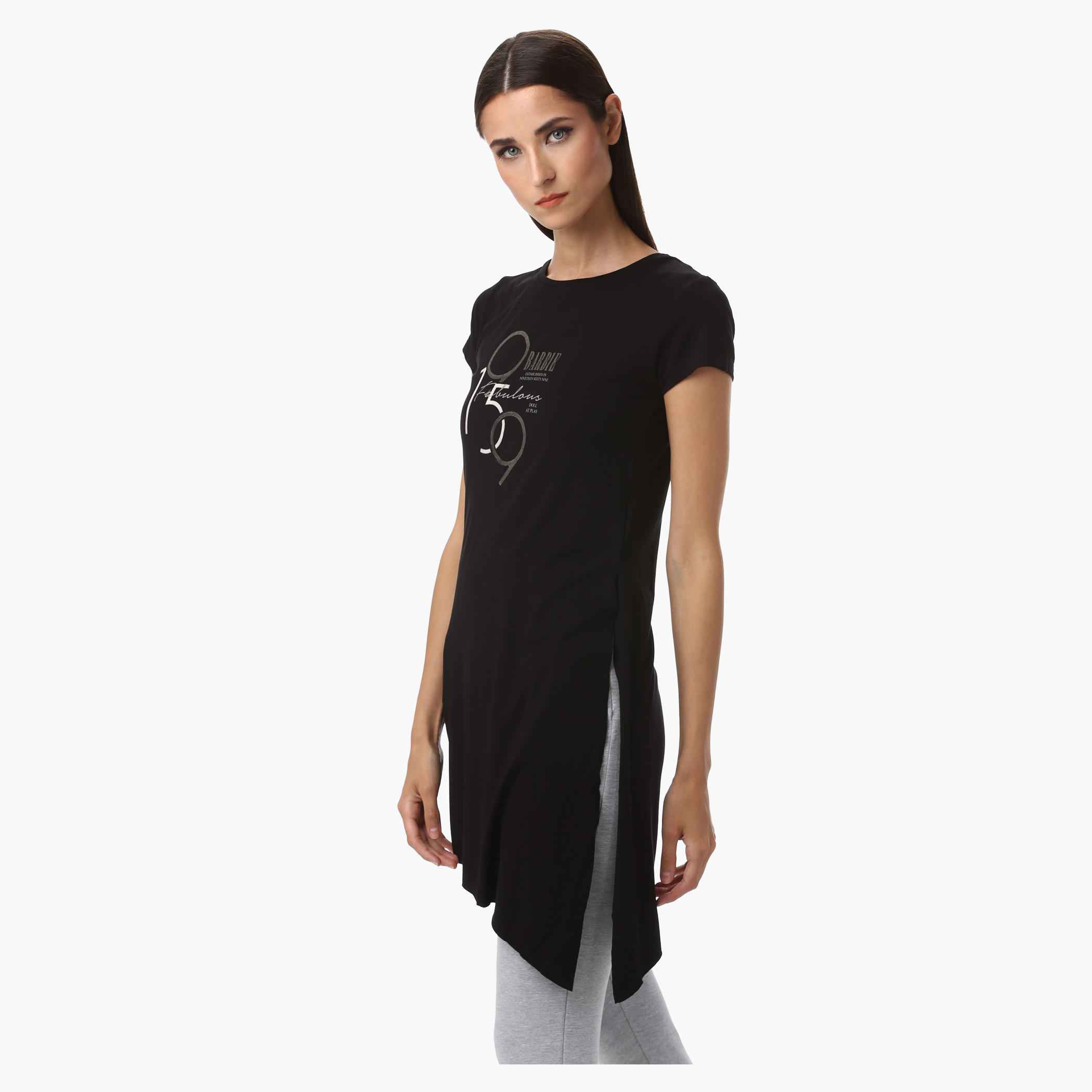 Barbie Round Neck Top with Short Sleeves and Text Print-women-clothing-tshirts-image-3
