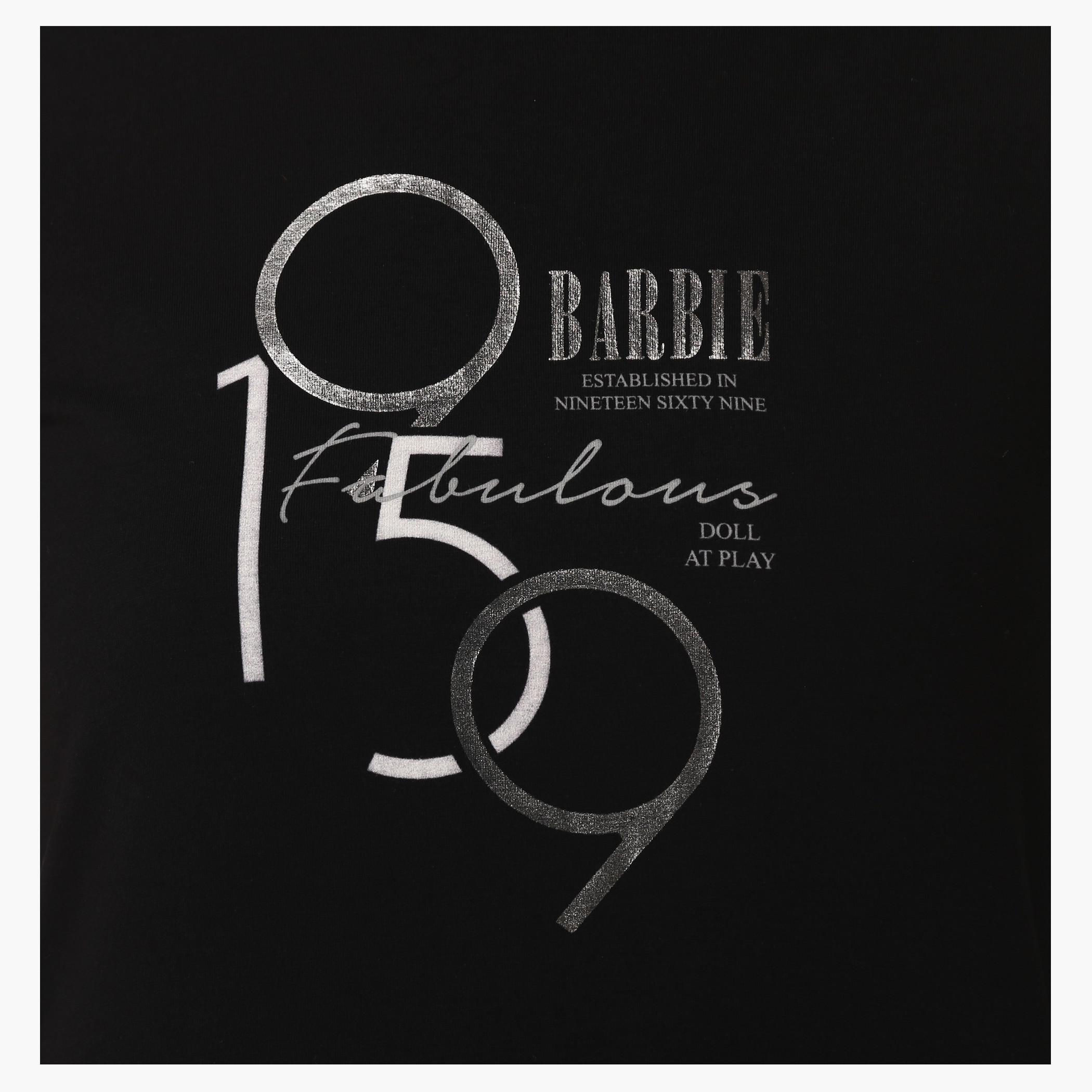 Barbie Round Neck Top with Short Sleeves and Text Print-women-clothing-tshirts-image-4