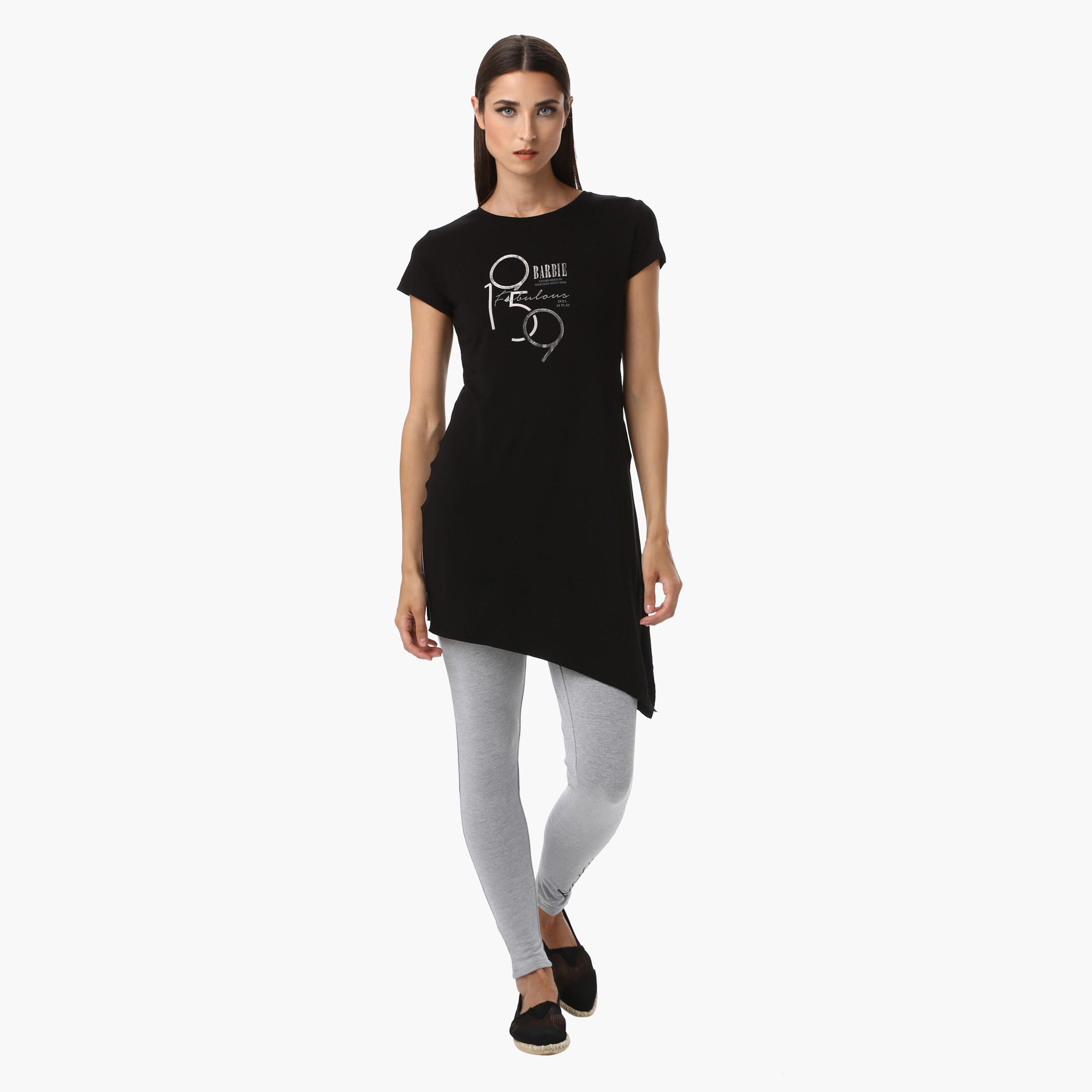 Barbie Round Neck Top with Short Sleeves and Text Print-women-clothing-tshirts-image-5