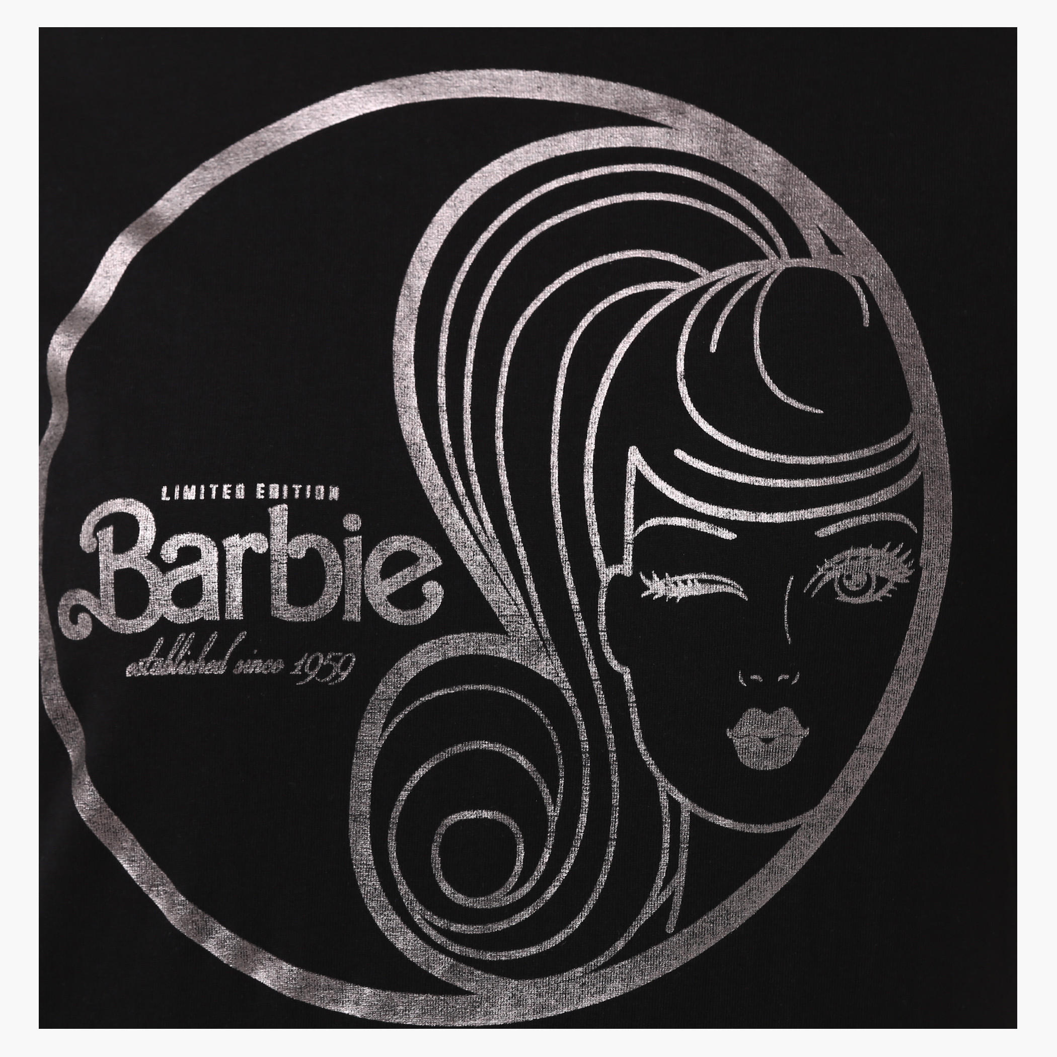 Barbie Graphic Print Cotton T-Shirt with Round Neck and Short Sleeves-women-clothing-tshirts-image-4