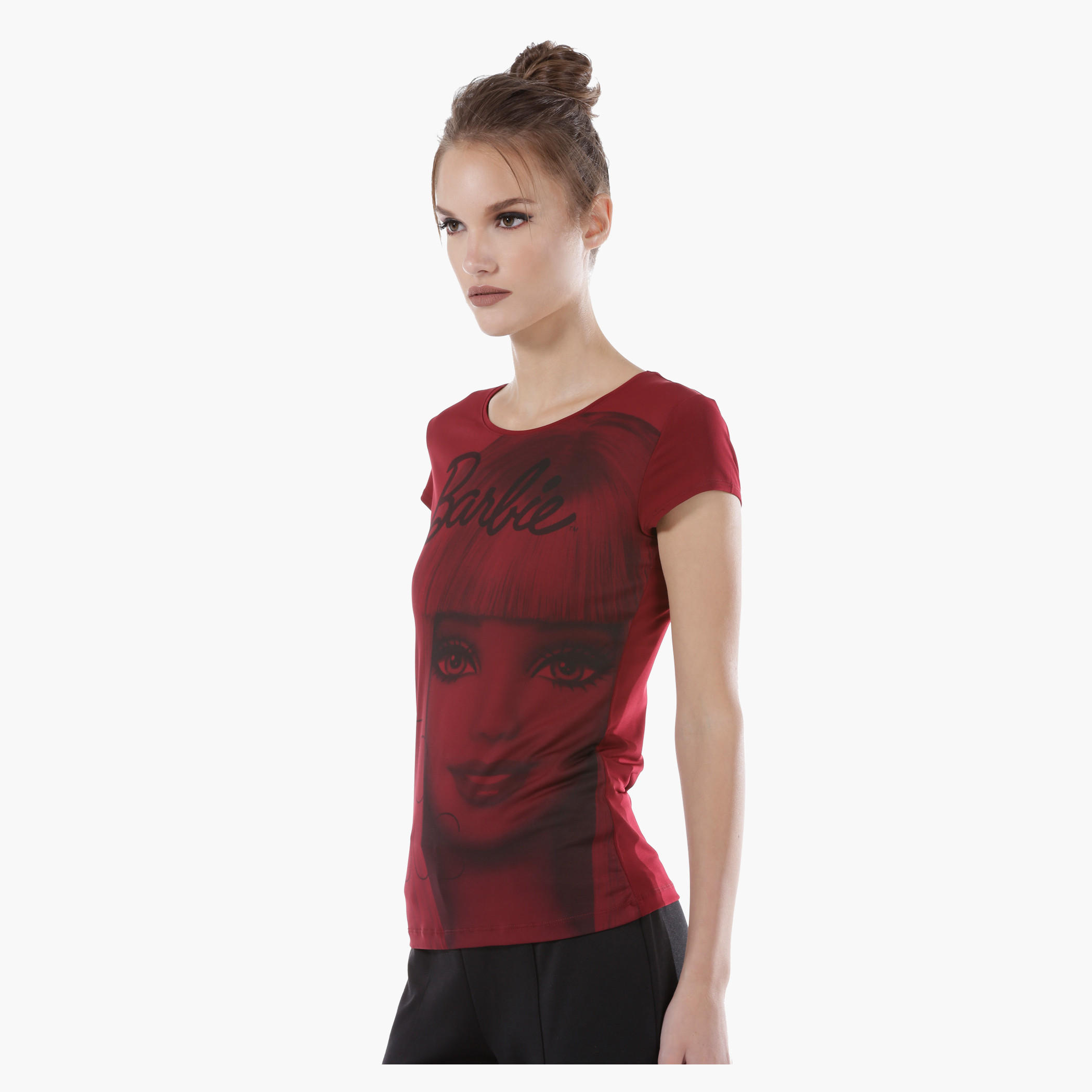 Barbie Printed T-Shirt with Round Neck and Short Sleeves-women-clothing-tshirts-image-3
