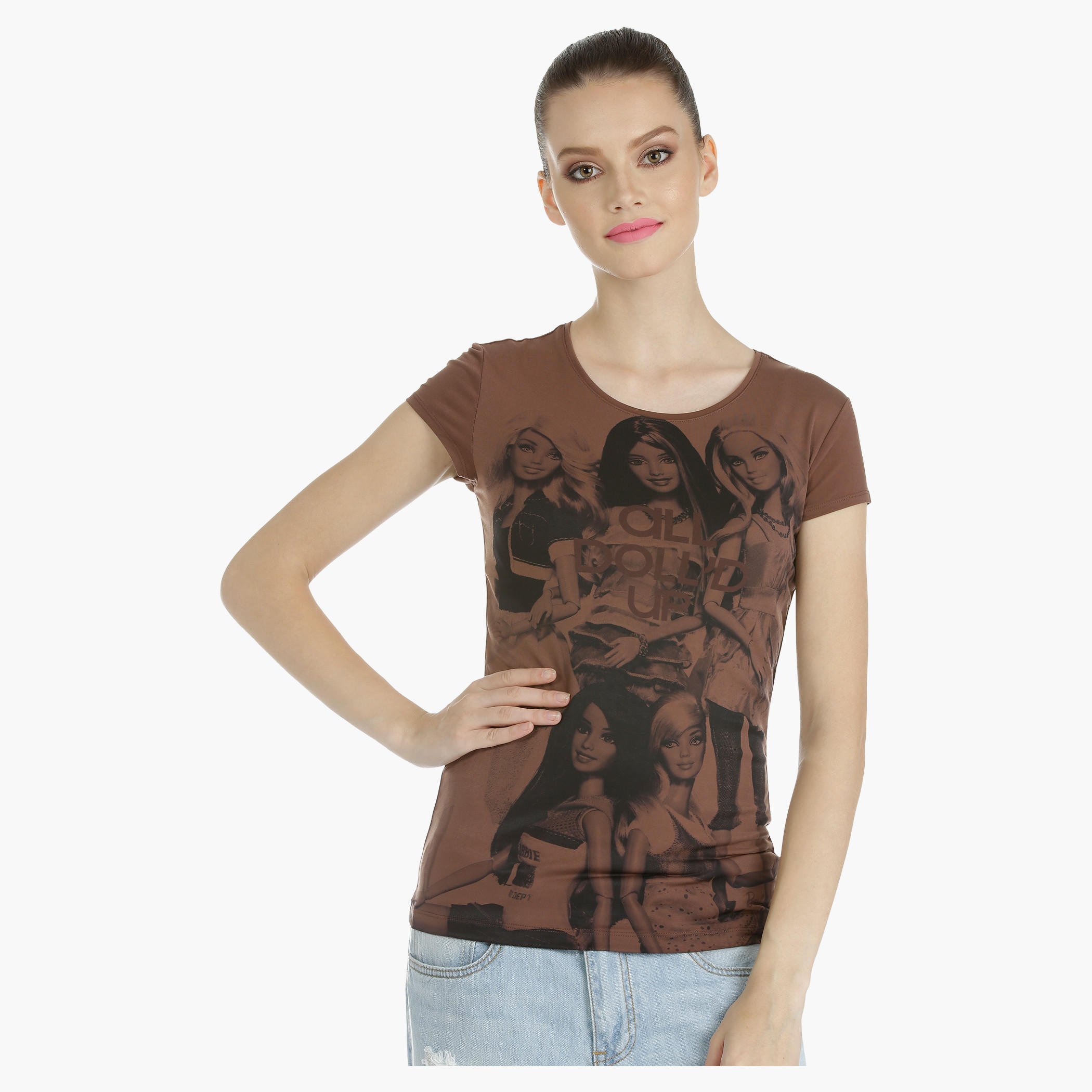Barbie Printed T-Shirt with Short Sleeves-women-clothing-tshirts-image-5