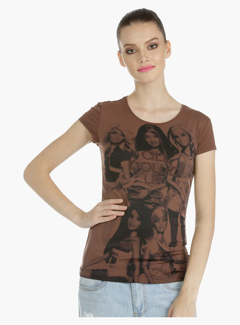 Barbie Printed T-Shirt with Short Sleeves-women-clothing-tshirts-image-5