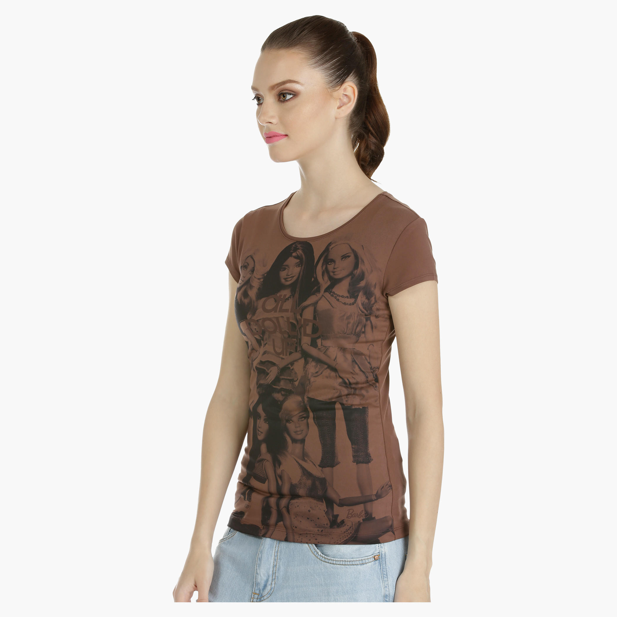 Barbie Printed T-Shirt with Short Sleeves-women-clothing-tshirts-image-3