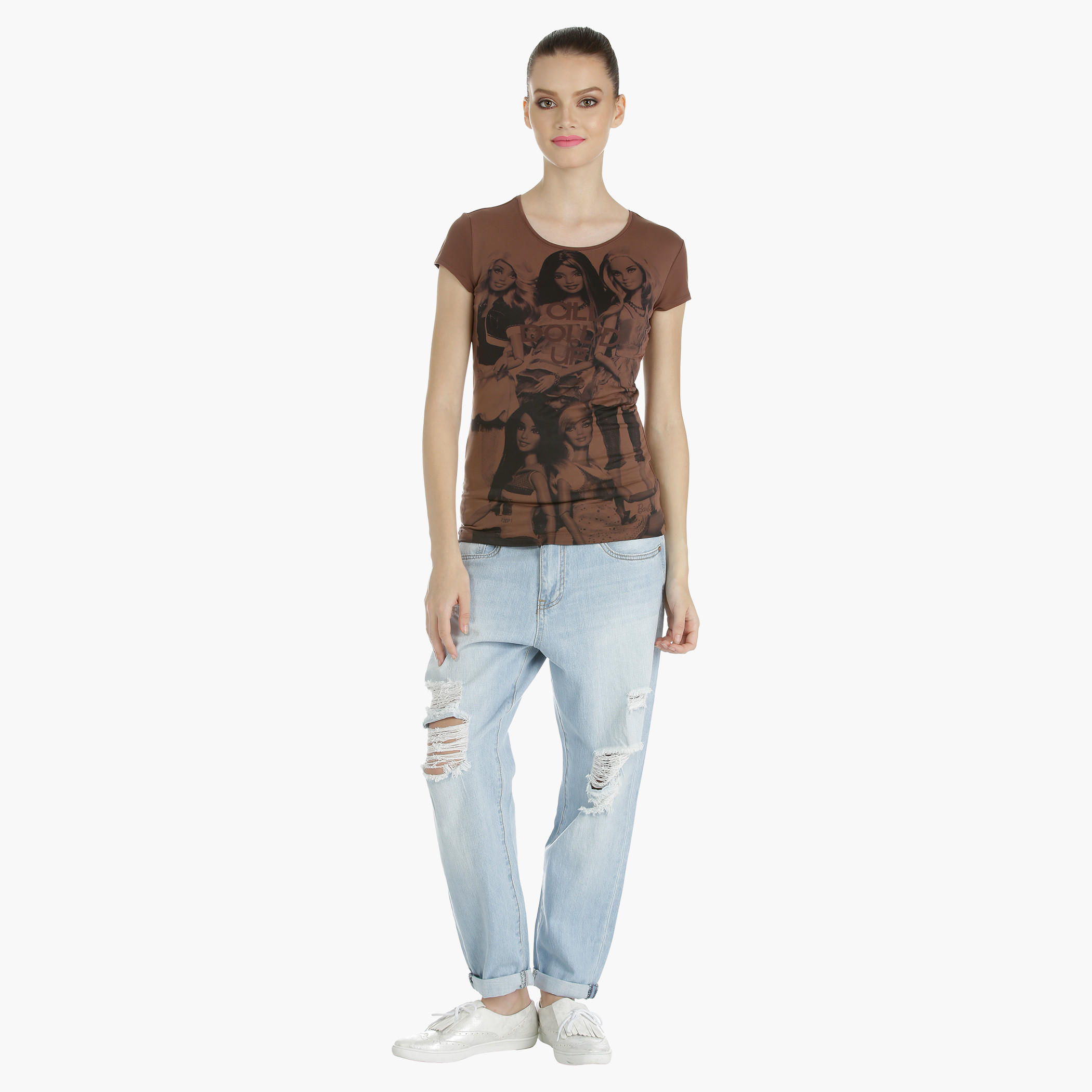Barbie Printed T-Shirt with Short Sleeves-women-clothing-tshirts-image-1