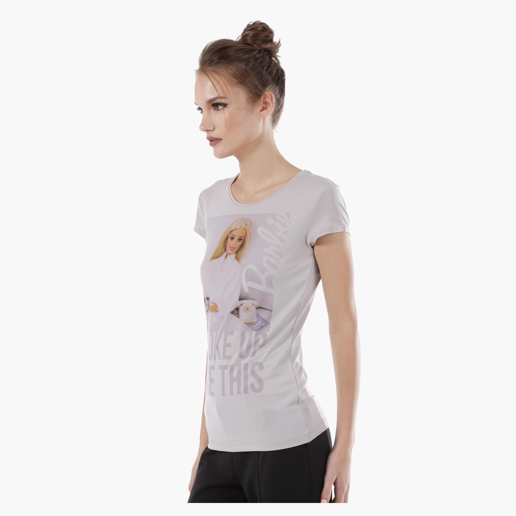 Barbie Printed T-Shirt with Round Neck and Short Sleeves-women-clothing-tshirts-image-3