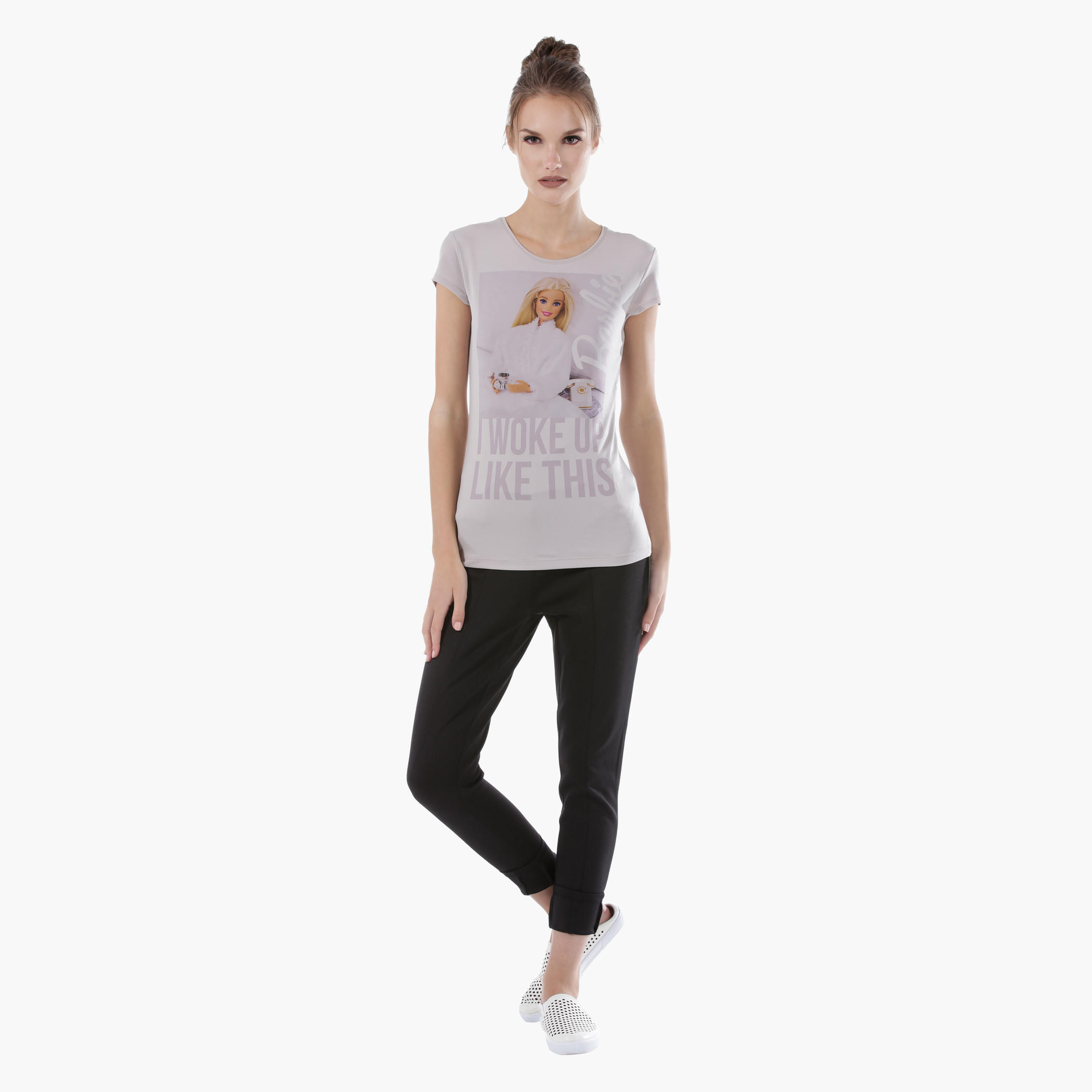 Barbie Printed T-Shirt with Round Neck and Short Sleeves-women-clothing-tshirts-image-5