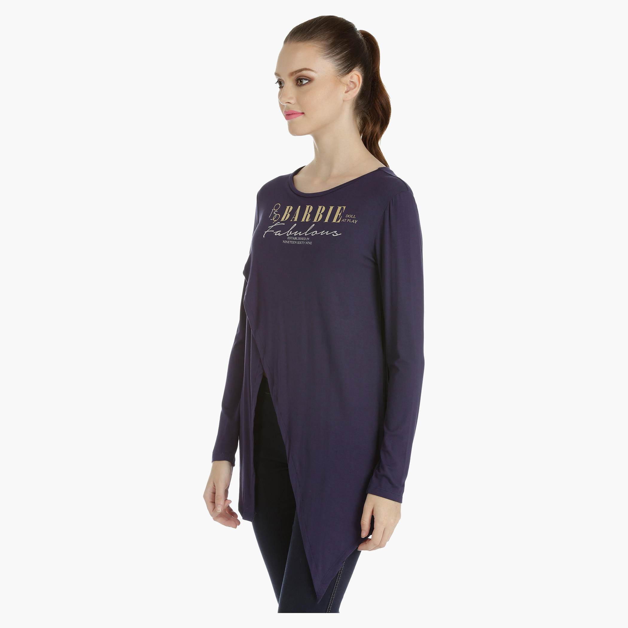 Barbie Asymmetrical Top with Long Sleeves-women-clothing-tshirts-image-3
