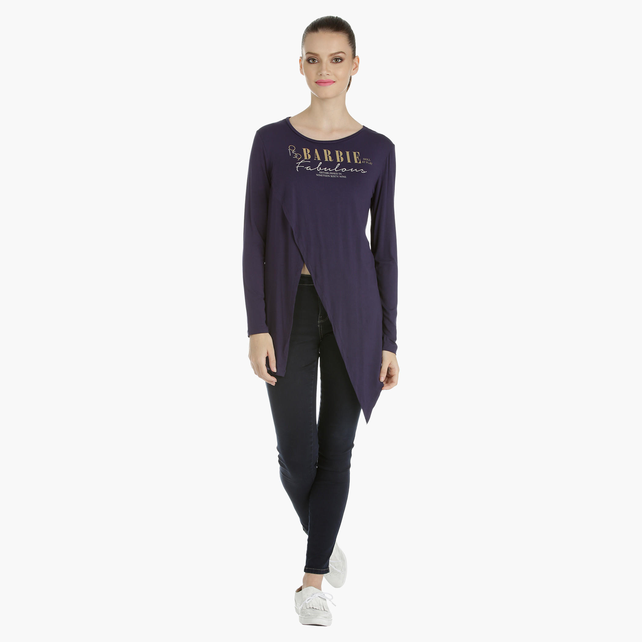 Barbie Asymmetrical Top with Long Sleeves-women-clothing-tshirts-image-5