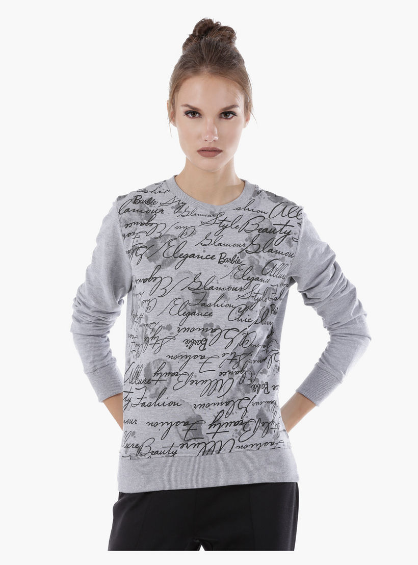 Barbie Printed Melange Sweatshirt with Long Sleeves-women-winterwear-hoodiesandsweatshirts-sweatshirts-image-1