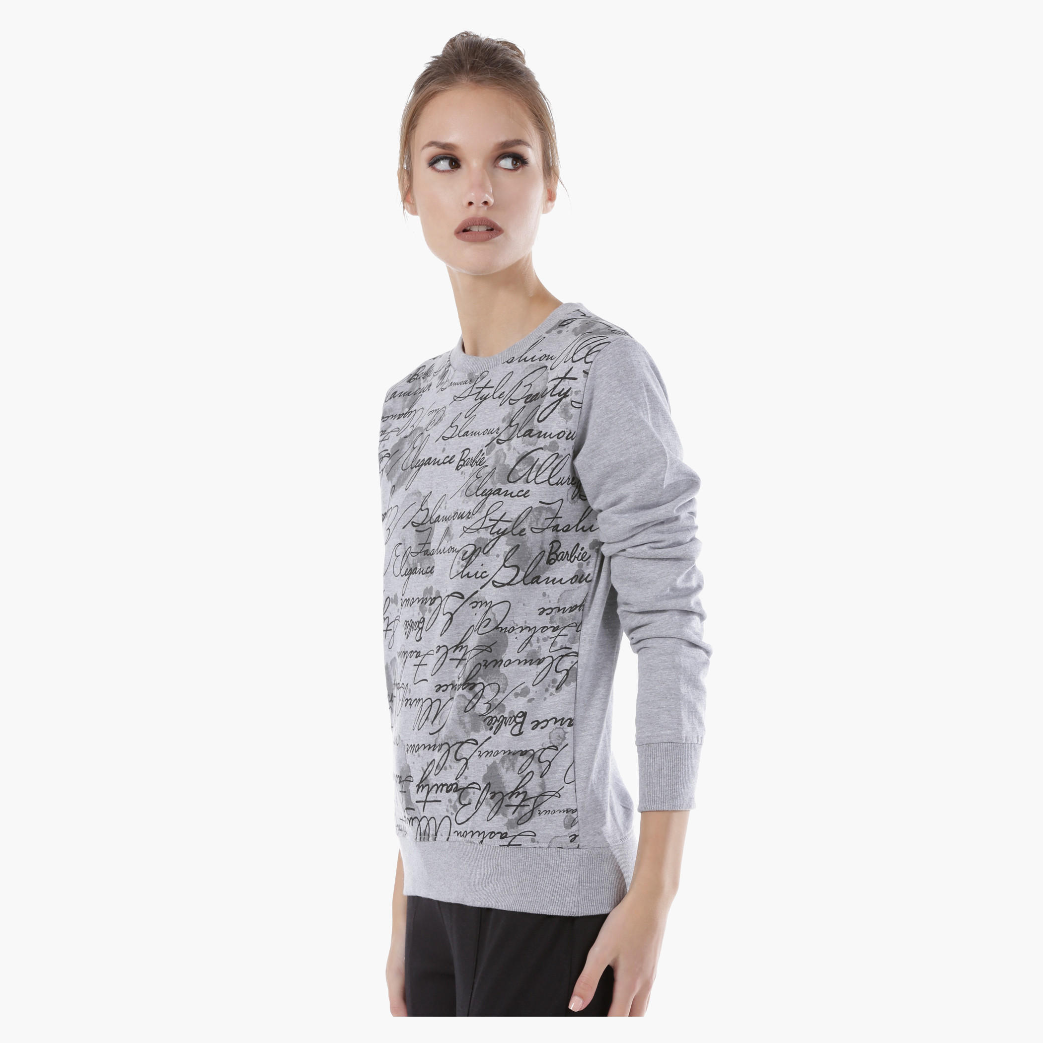 Barbie Printed Melange Sweatshirt with Long Sleeves-women-winterwear-hoodiesandsweatshirts-sweatshirts-image-3