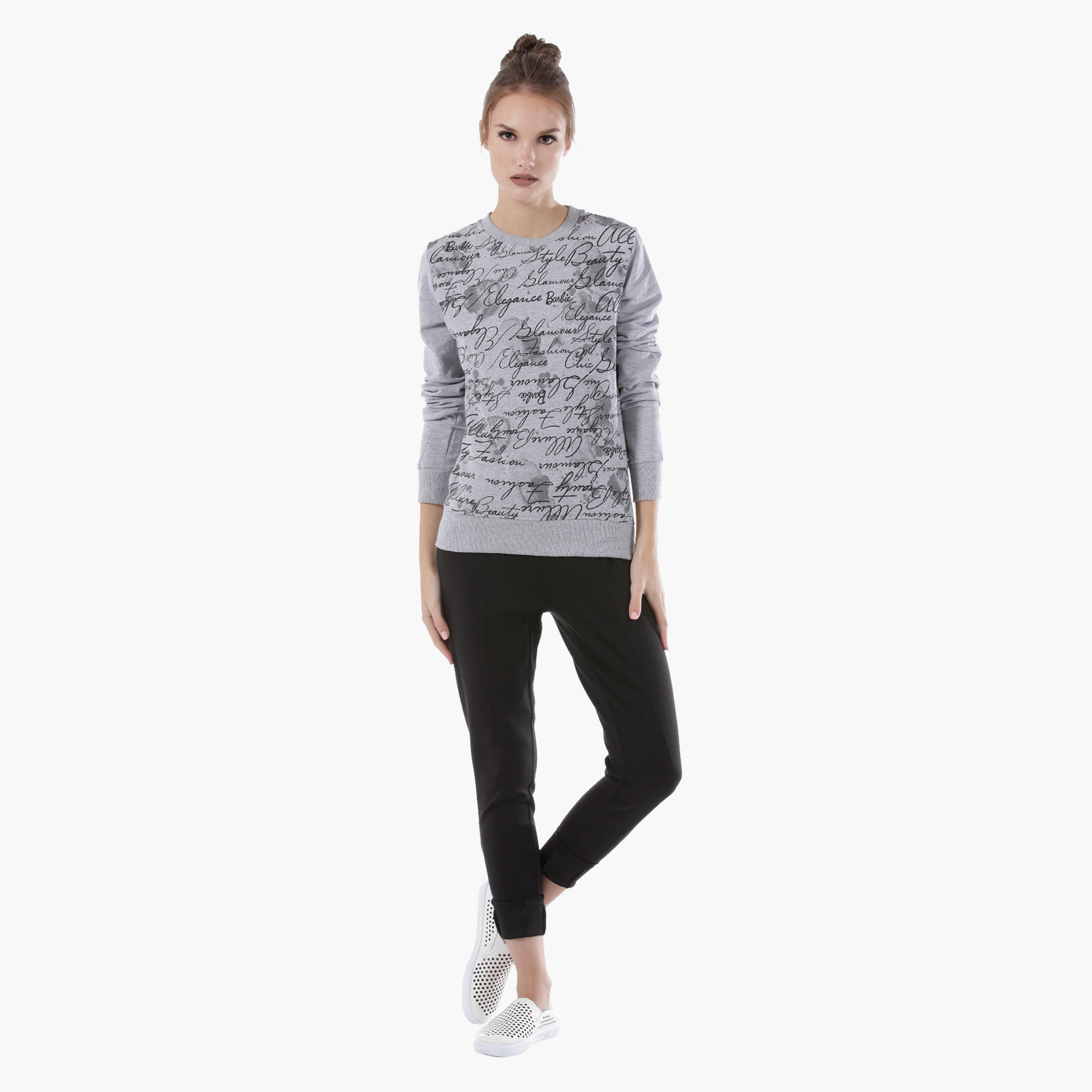 Barbie Printed Melange Sweatshirt with Long Sleeves-women-winterwear-hoodiesandsweatshirts-sweatshirts-image-5