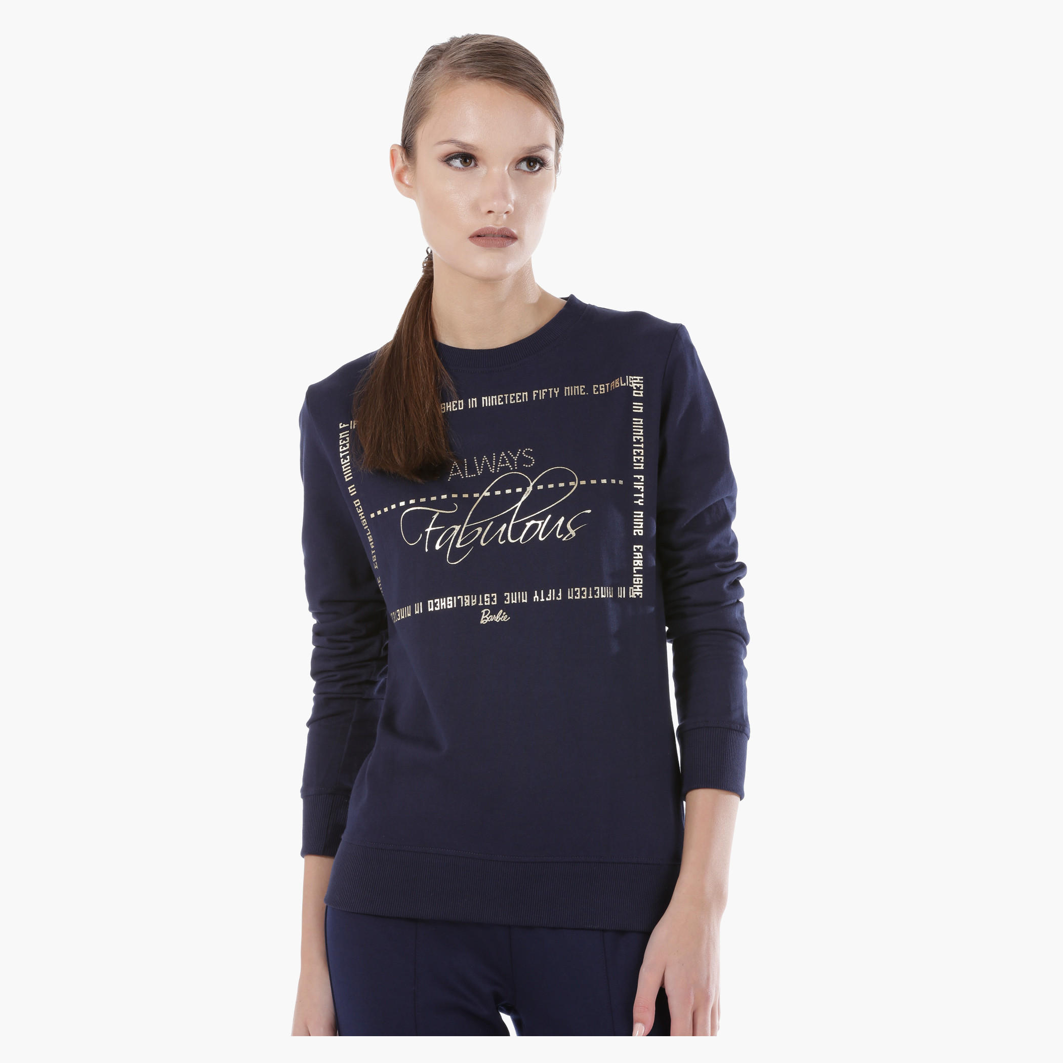 Barbie Print Cotton Sweatshirt with Long Sleeves in Regular Fit-women-winterwear-hoodiesandsweatshirts-sweatshirts-image-1