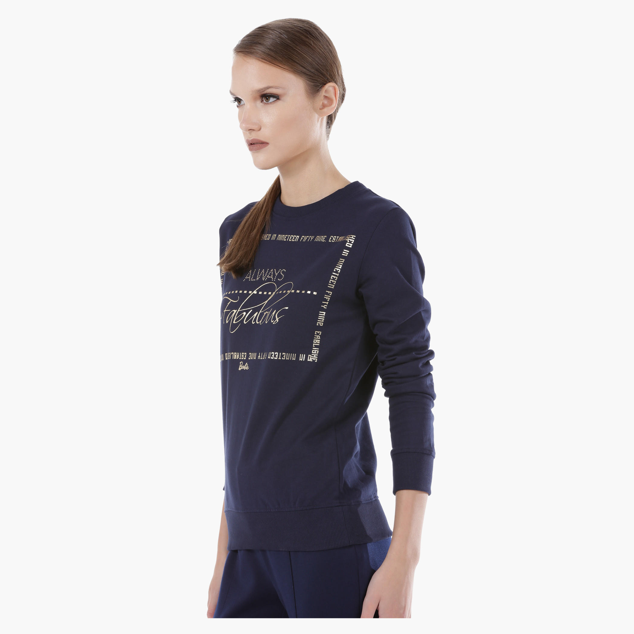 Barbie Print Cotton Sweatshirt with Long Sleeves in Regular Fit-women-winterwear-hoodiesandsweatshirts-sweatshirts-image-3