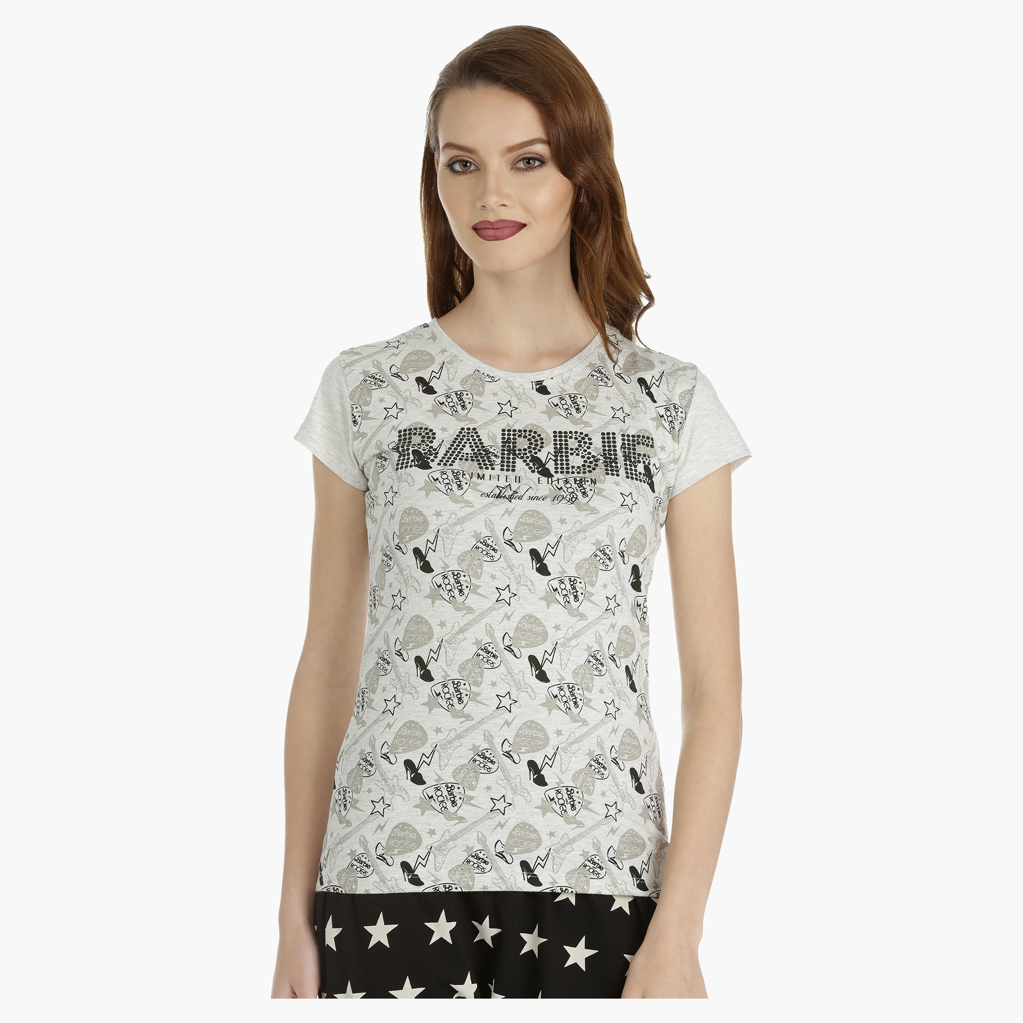 Barbie Printed Top with Short Sleeves-women-clothing-tshirts-image-5