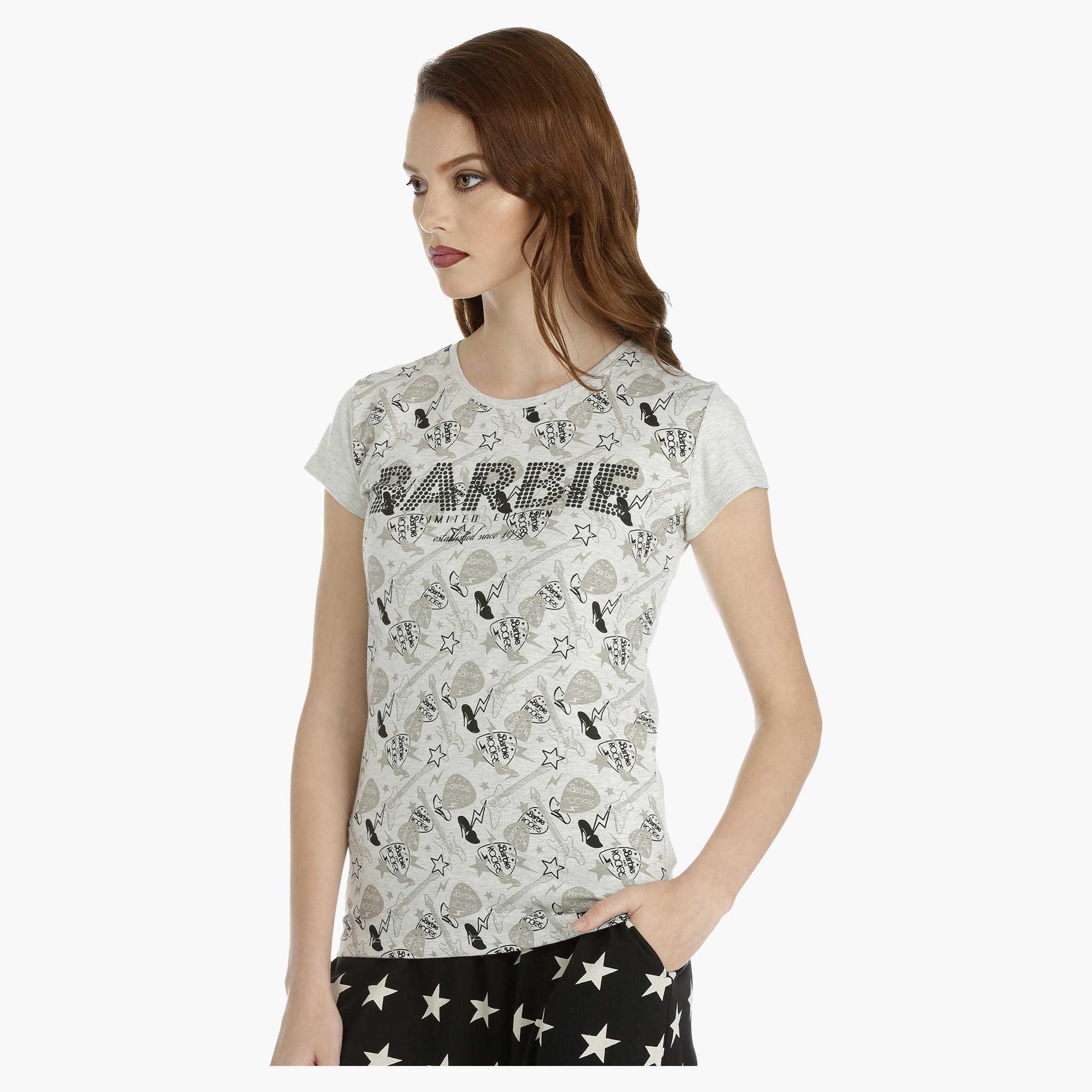 Barbie Printed Top with Short Sleeves-women-clothing-tshirts-image-3