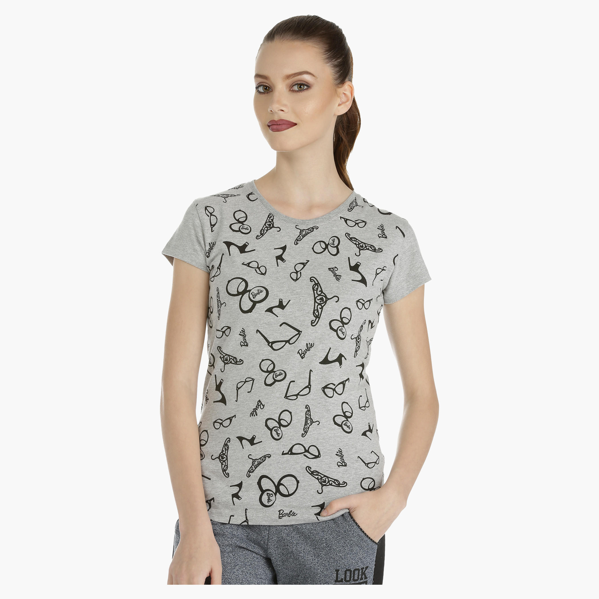 Barbie Printed Top with Short Sleeves-women-clothing-tshirts-image-1