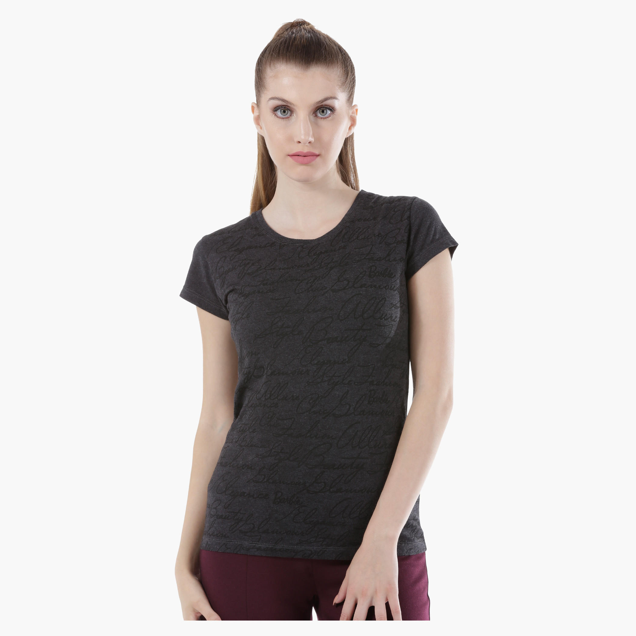 Smiley World Cotton T-Shirt with Short Sleeves and Graphic Print in Regular Fit-women-clothing-tshirts-image-1