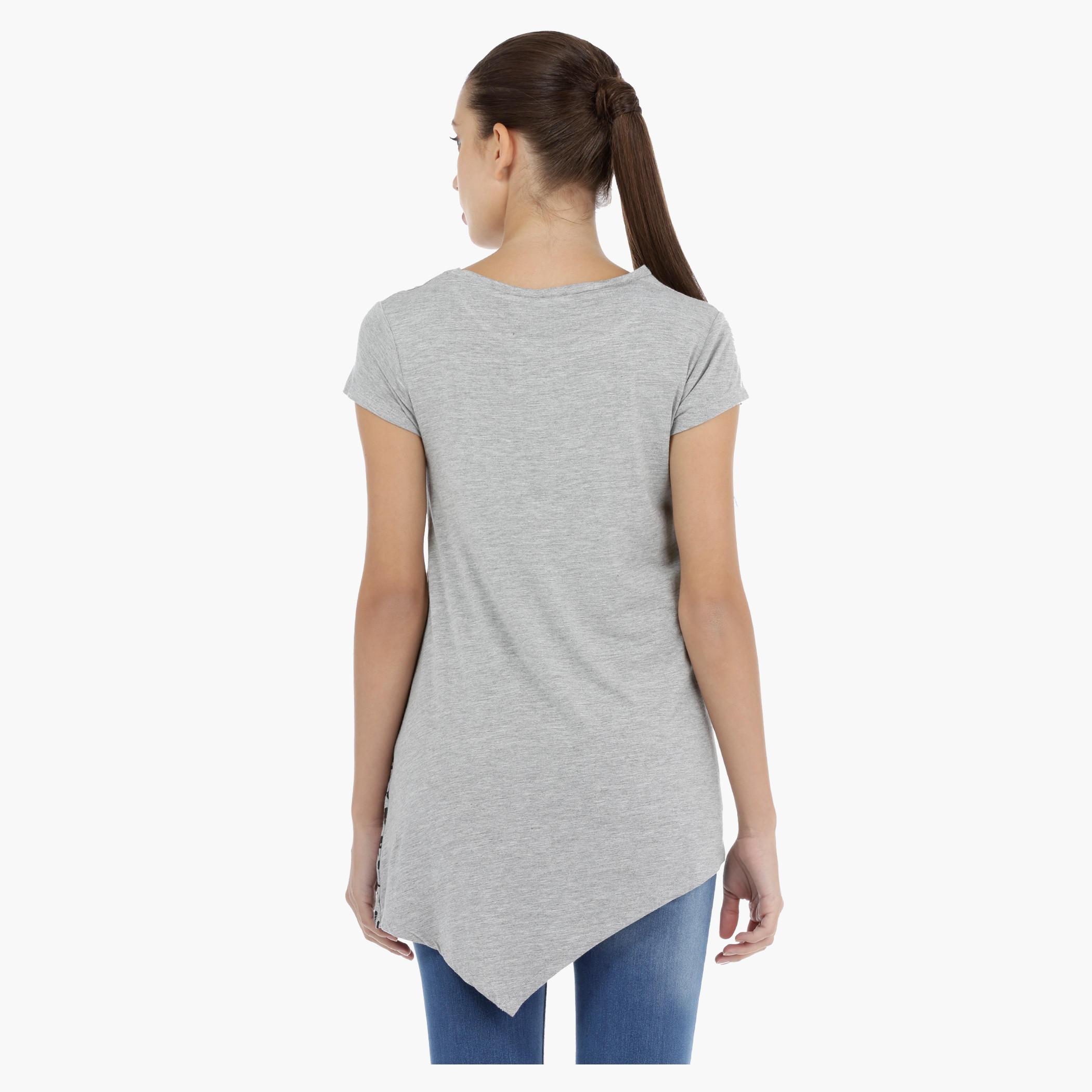 Barbie Printed T-Shirt with Asymmetrical Hem-women-clothing-tshirts-image-2
