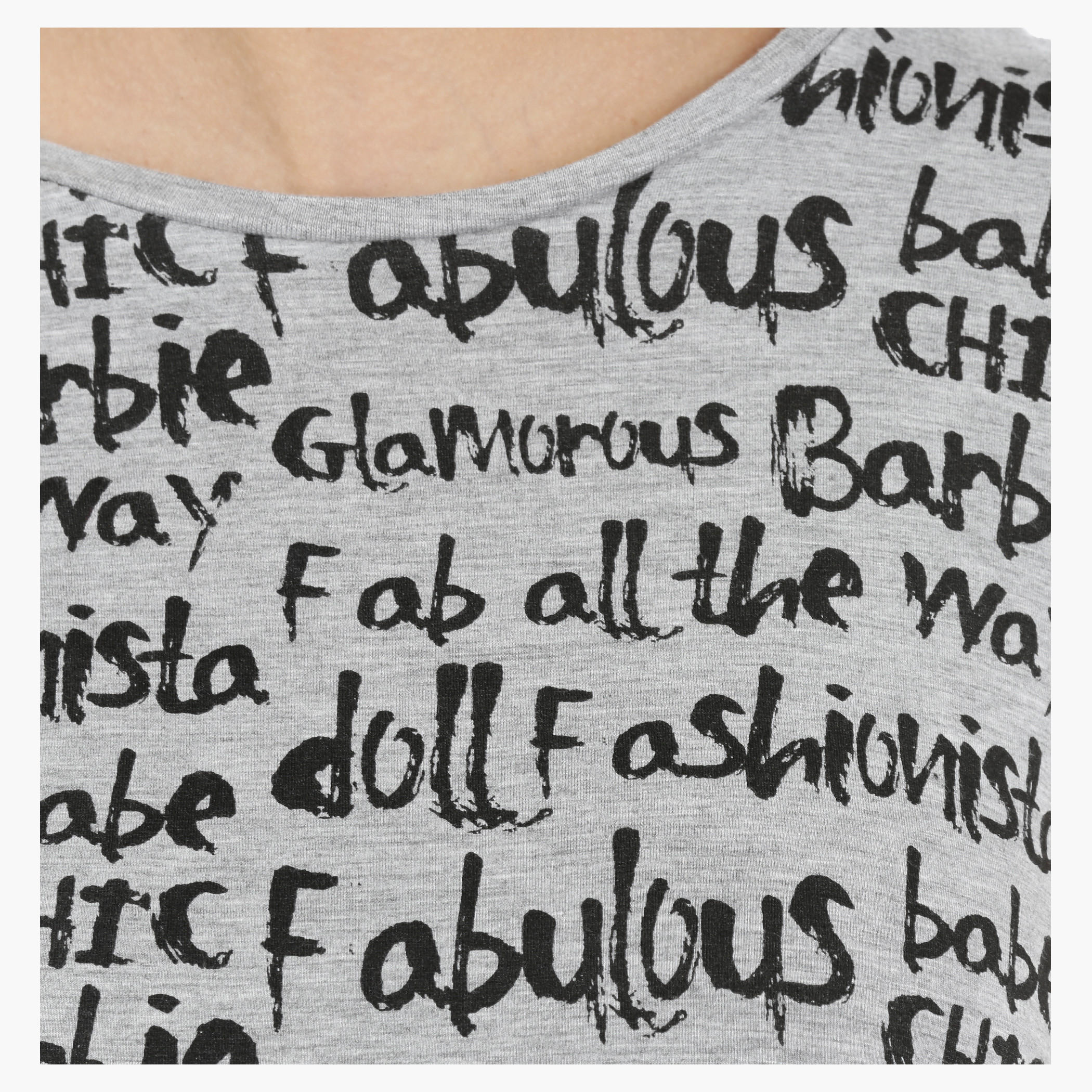 Barbie Printed T-Shirt with Asymmetrical Hem-women-clothing-tshirts-image-4