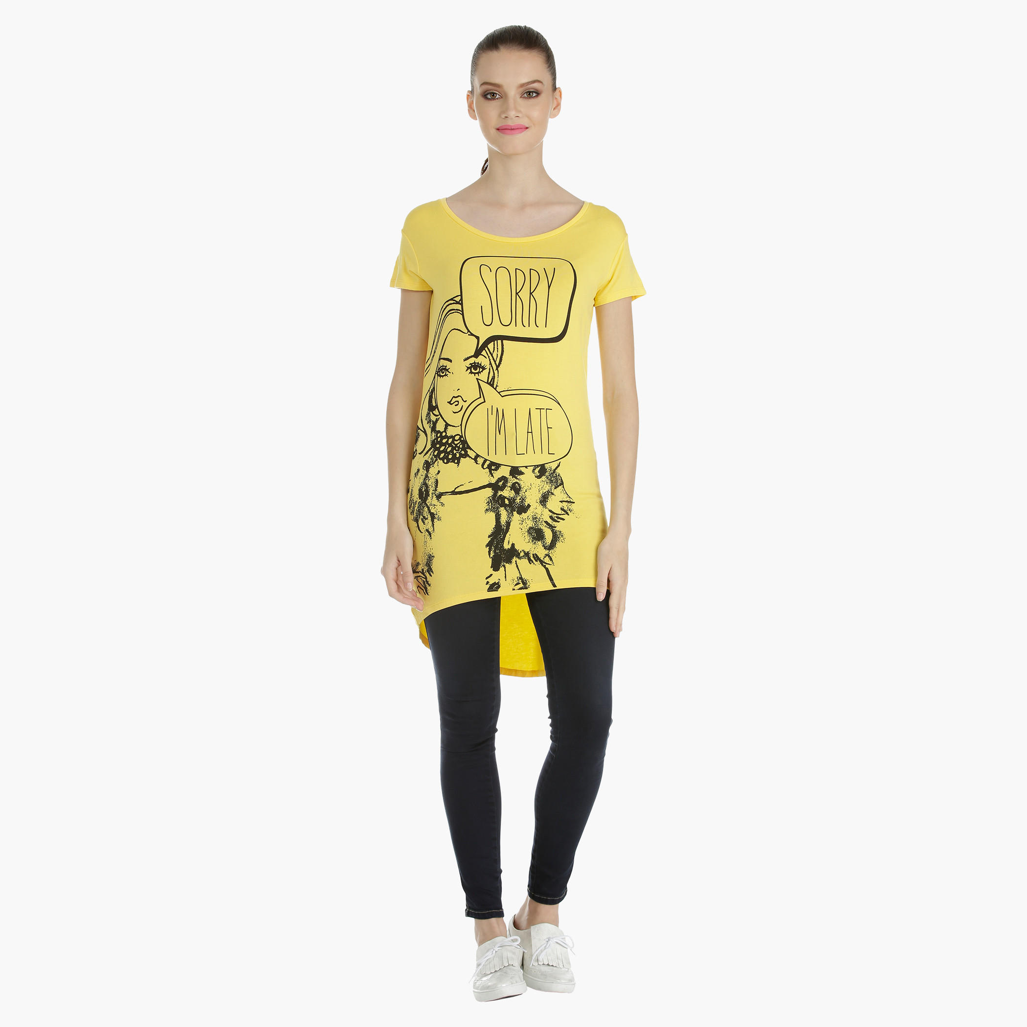 Barbie Asymmetrical Tunic with Short Sleeves-women-clothing-tshirts-image-1