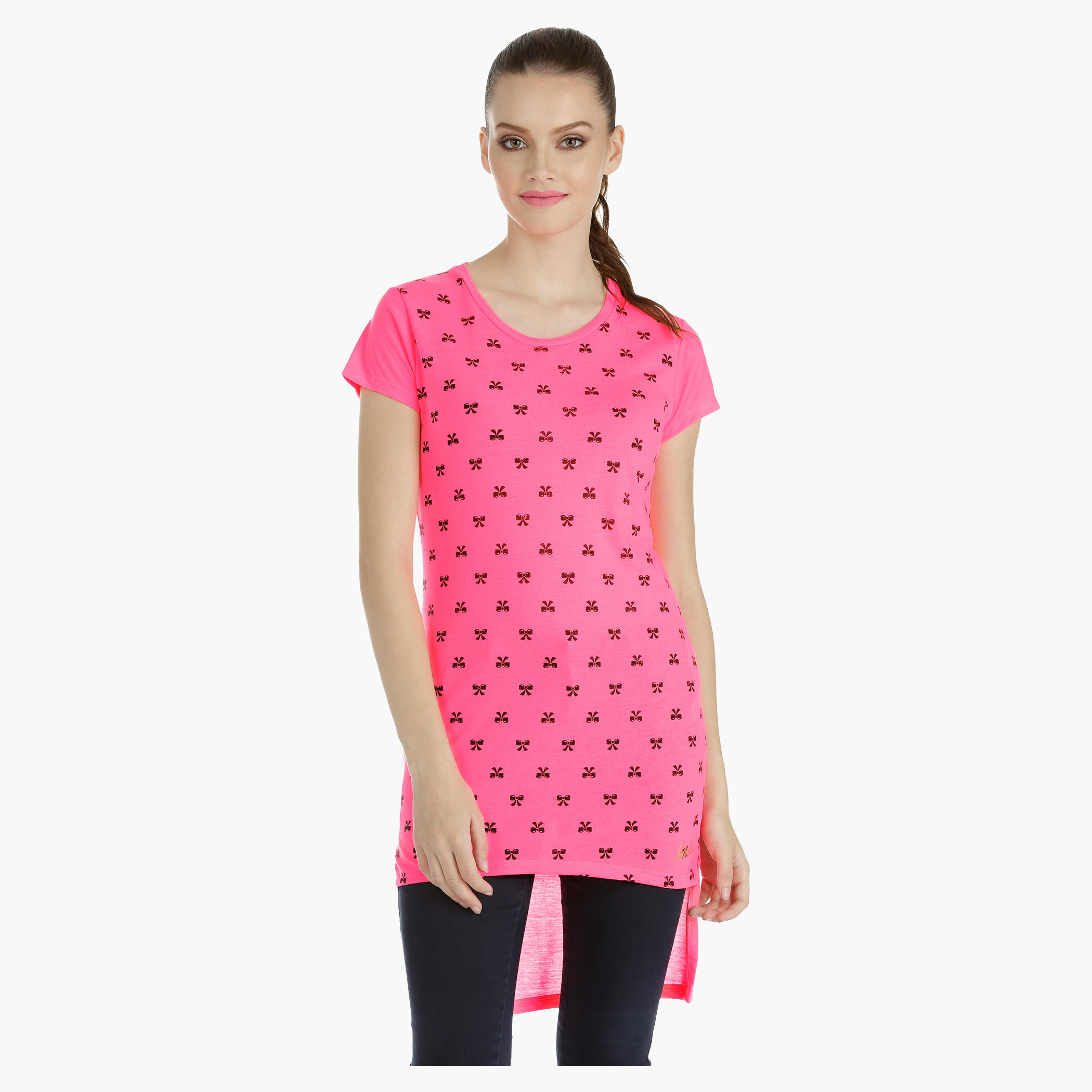 Barbie Asymmetrical T-shirt with Short Sleeves-women-clothing-tshirts-image-1