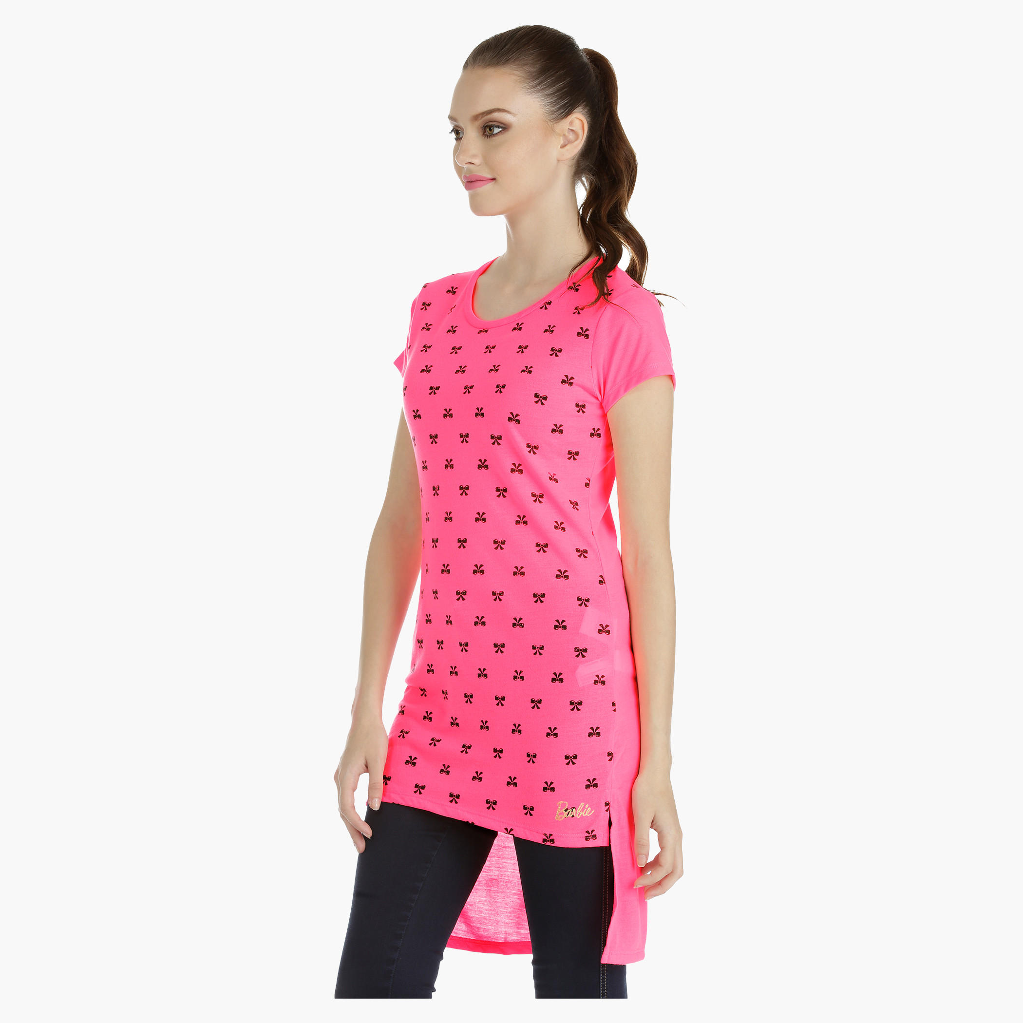 Barbie Asymmetrical T-shirt with Short Sleeves-women-clothing-tshirts-image-3
