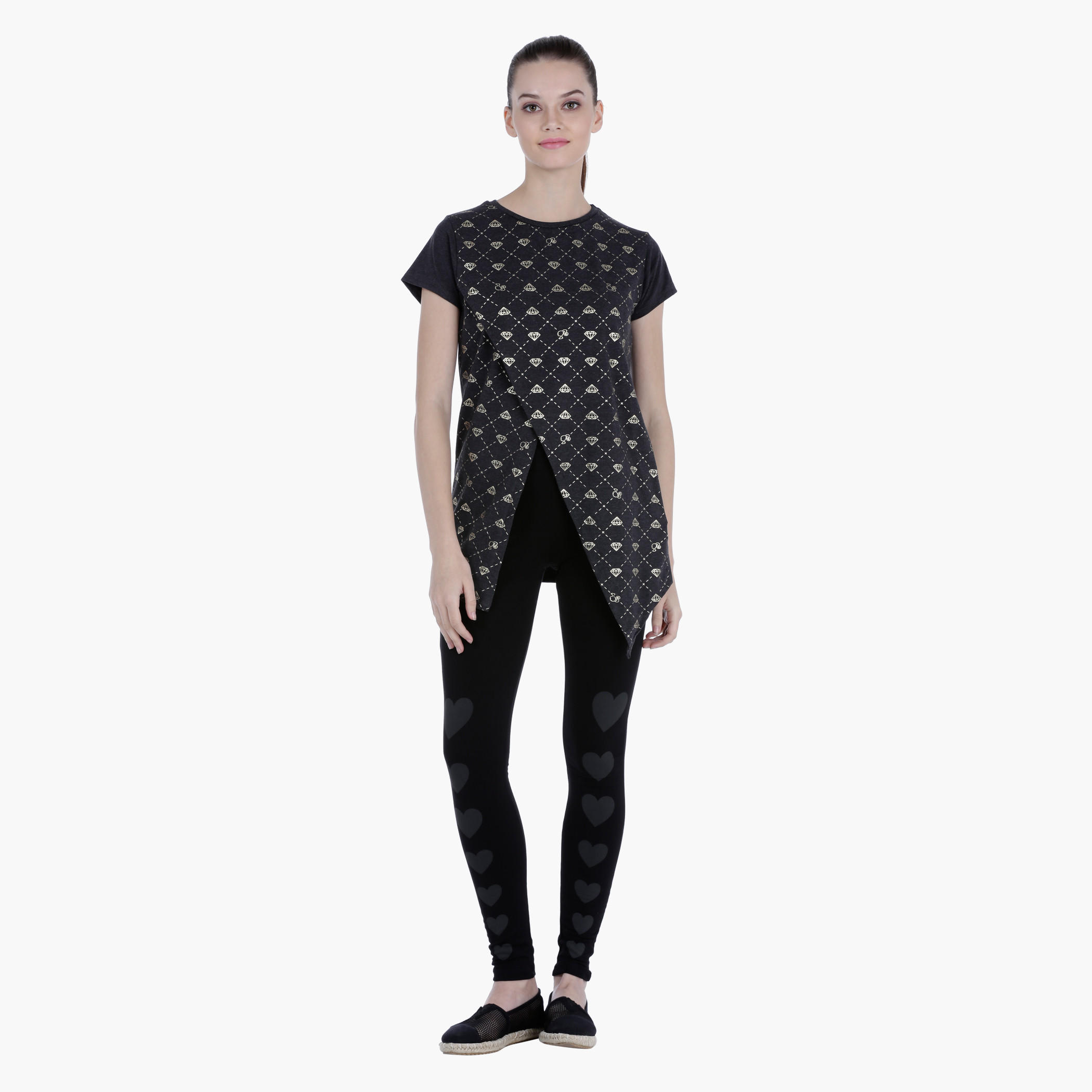 Barbie Melange Tunic Top with All Over Print in Regular Fit-women-clothing-tshirts-image-5