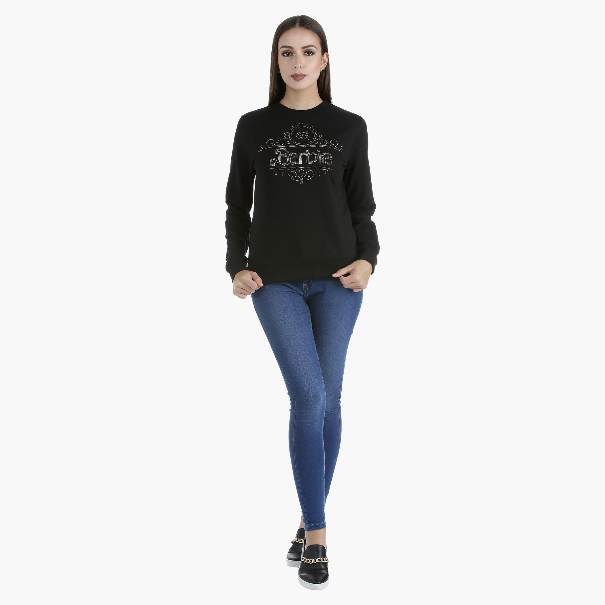 Barbie Print Cotton Sweatshirt with Long Sleeves in Regular Fit-women-winterwear-hoodiesandsweatshirts-sweatshirts-image-5