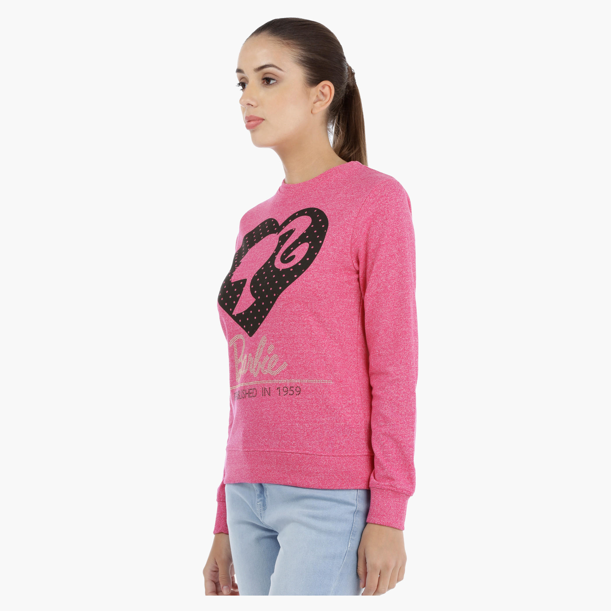 Barbie Embellished Sweatshirt with Long Sleeves-women-winterwear-hoodiesandsweatshirts-sweatshirts-image-3