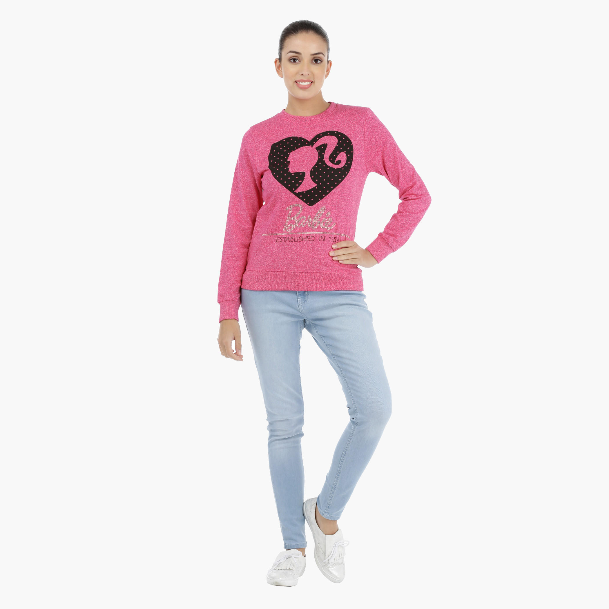 Barbie Embellished Sweatshirt with Long Sleeves-women-winterwear-hoodiesandsweatshirts-sweatshirts-image-5