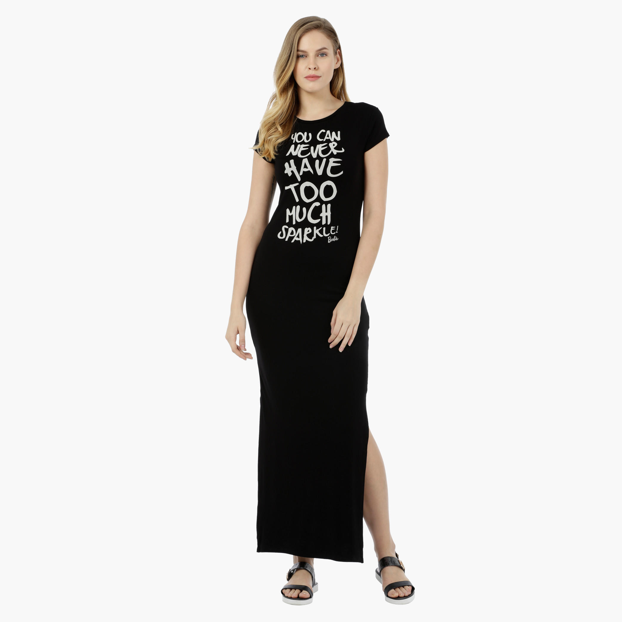 Barbie Short-sleeved Graphic Long Dress-women-clothing-dresses-image-1