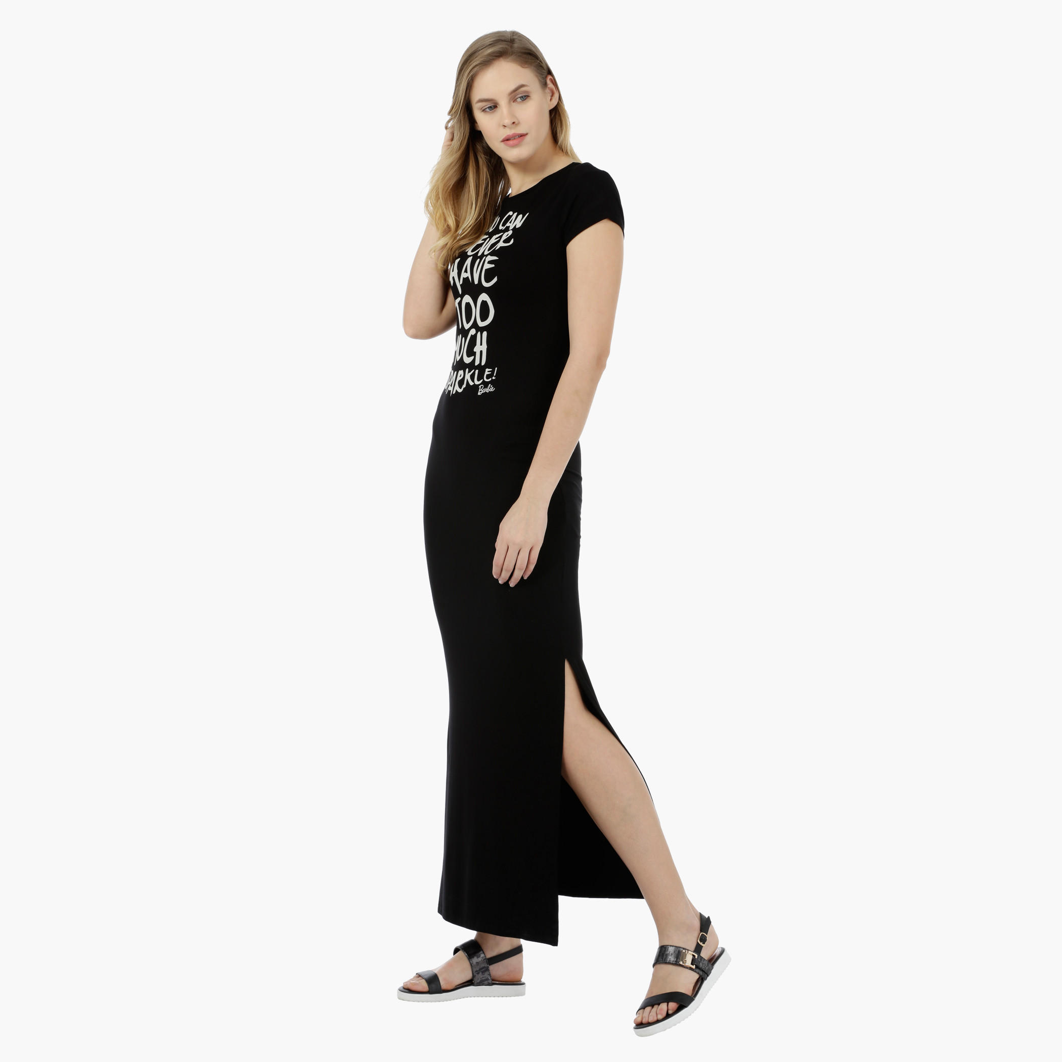 Barbie Short-sleeved Graphic Long Dress-women-clothing-dresses-image-3