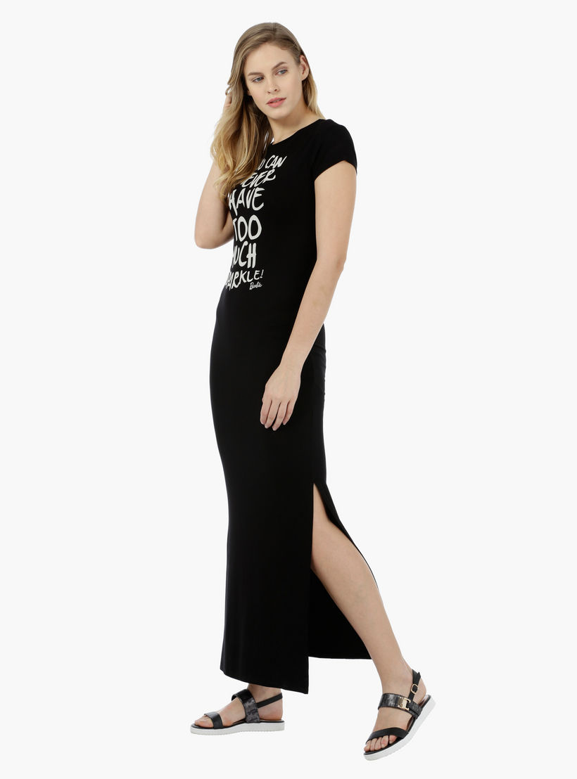 Barbie Short-sleeved Graphic Long Dress-women-clothing-dresses-image-3