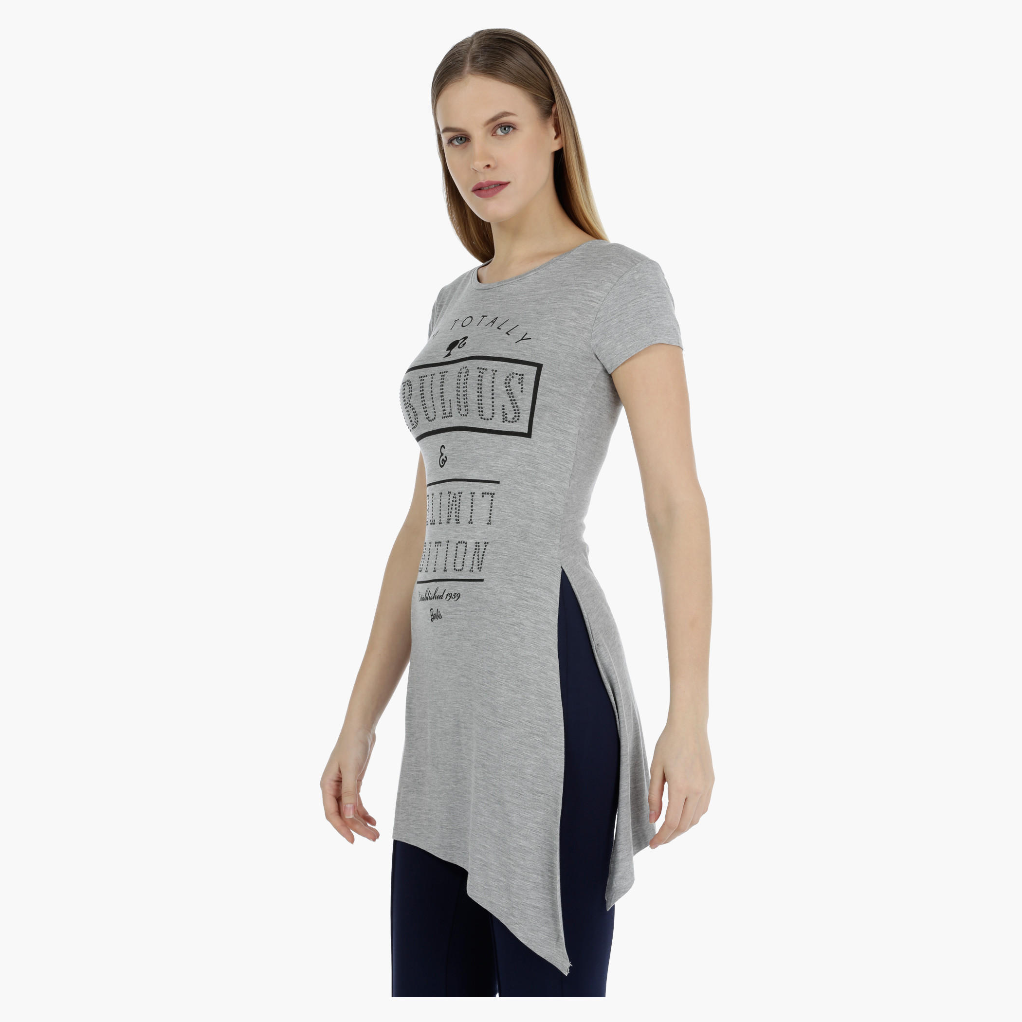 Barbie Graphic T-shirt with Asymmetric Hem-women-clothing-tshirts-image-3