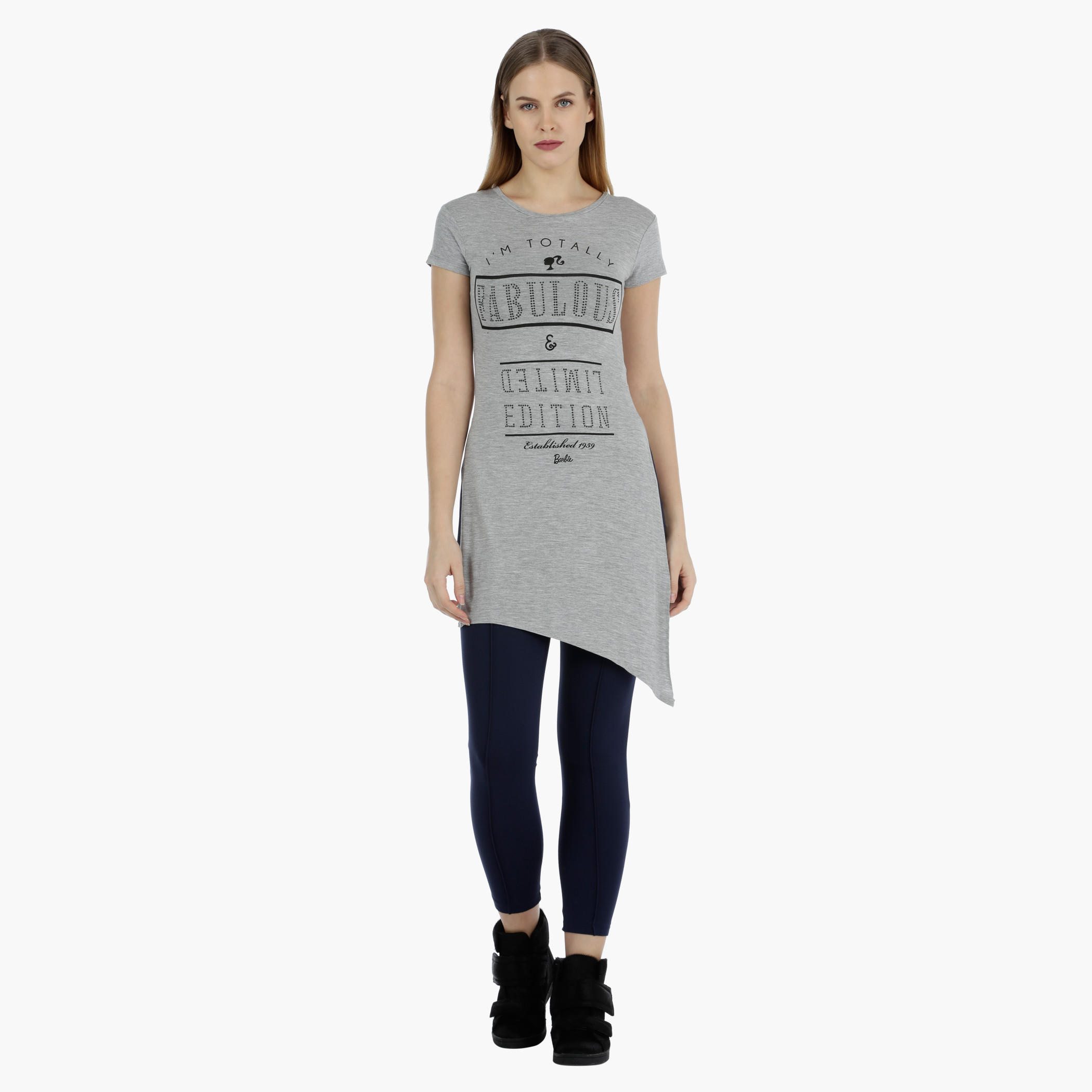 Barbie Graphic T-shirt with Asymmetric Hem-women-clothing-tshirts-image-5