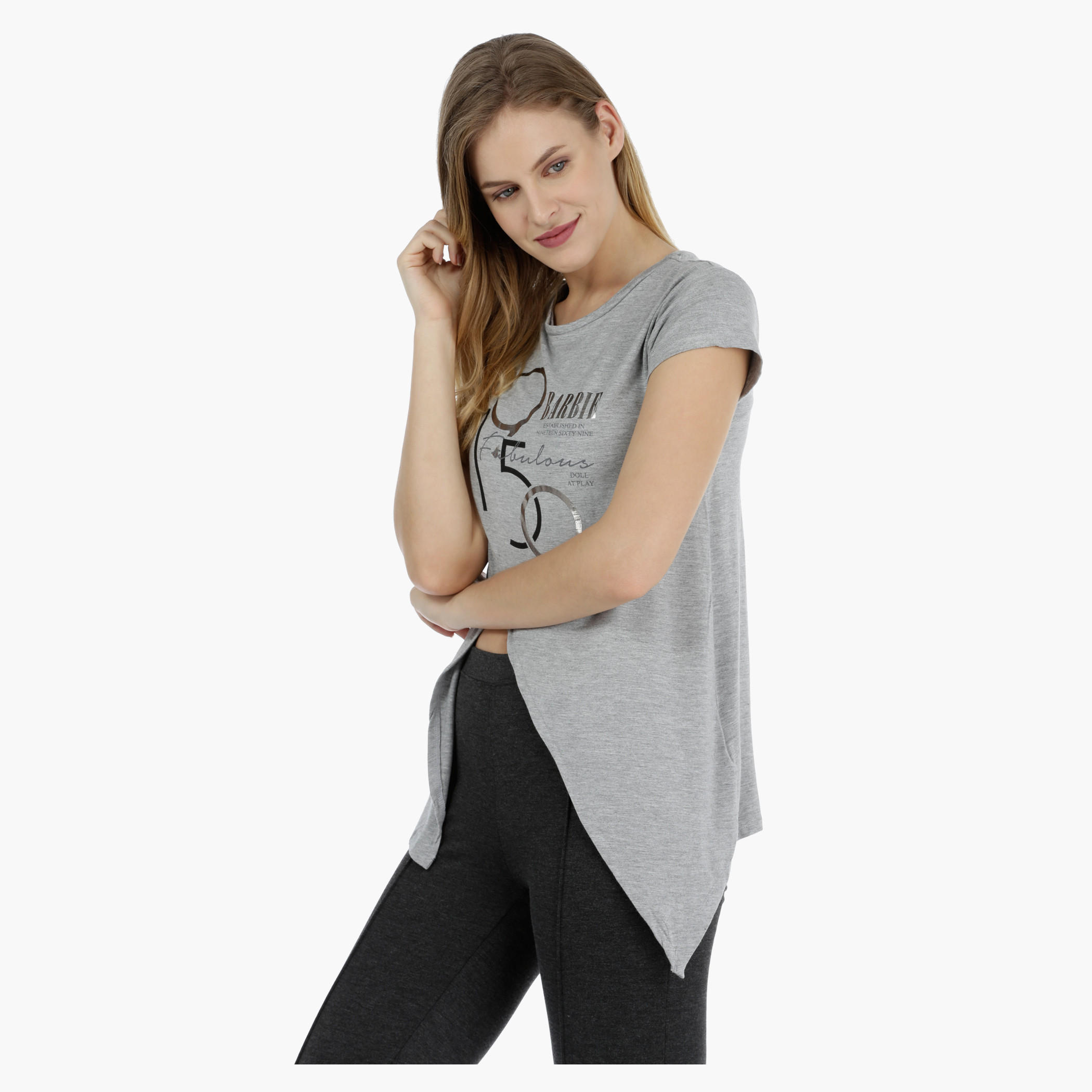 Barbie Printed Cross-layered T-shirt-women-clothing-tshirts-image-3