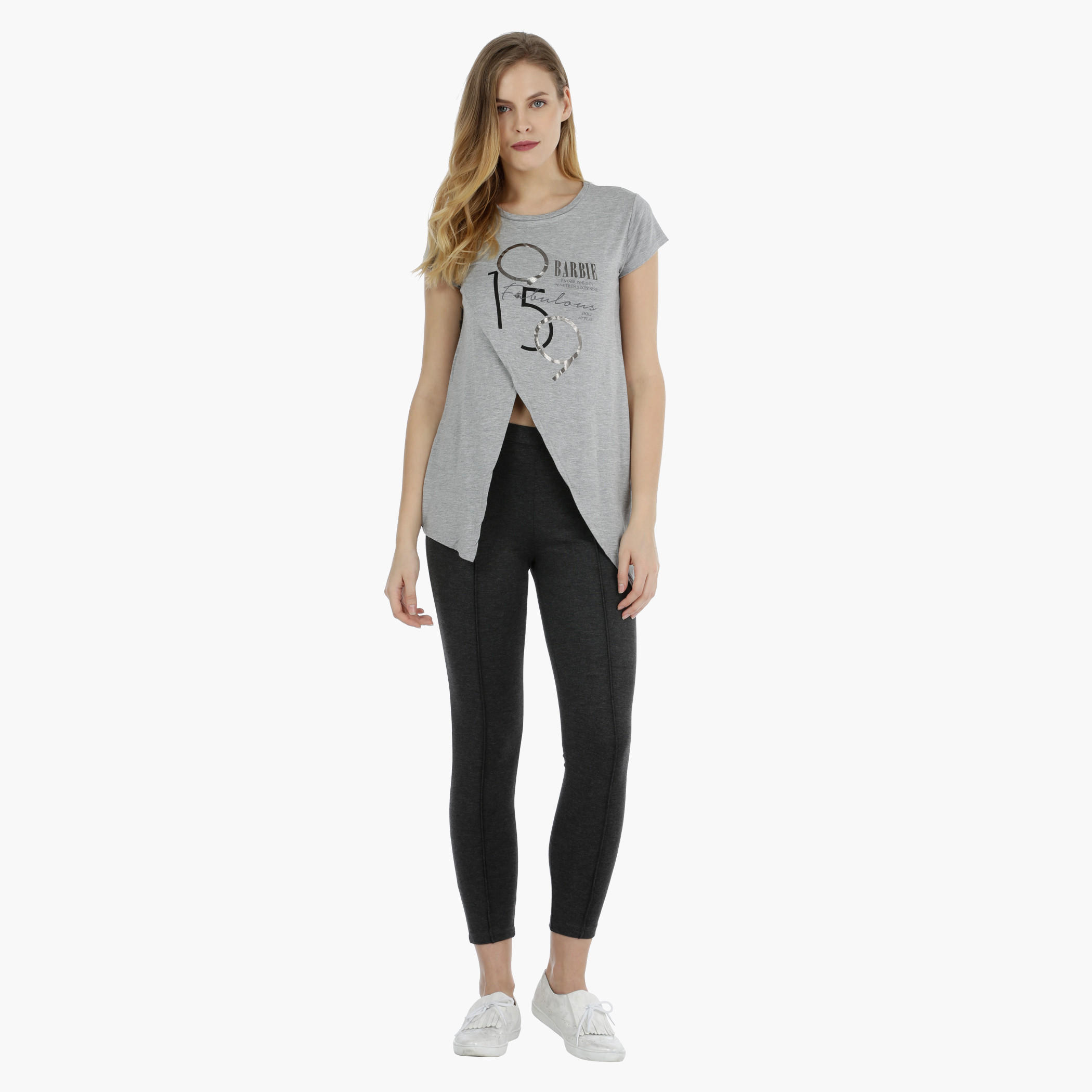 Barbie Printed Cross-layered T-shirt-women-clothing-tshirts-image-5